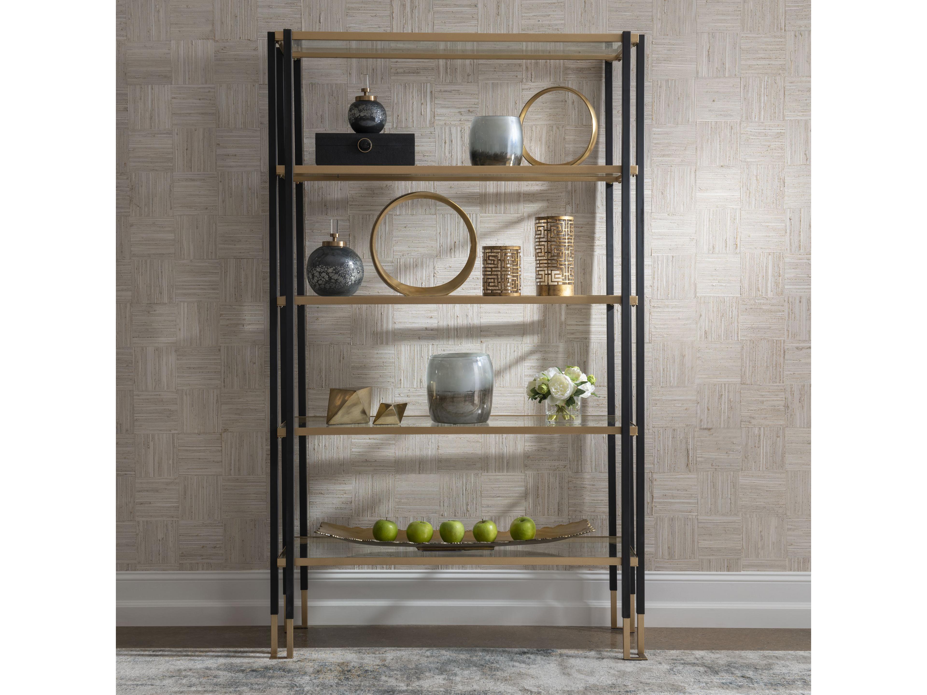 Uttermost Kentmore Matte Black / Brushed Gold Etagere