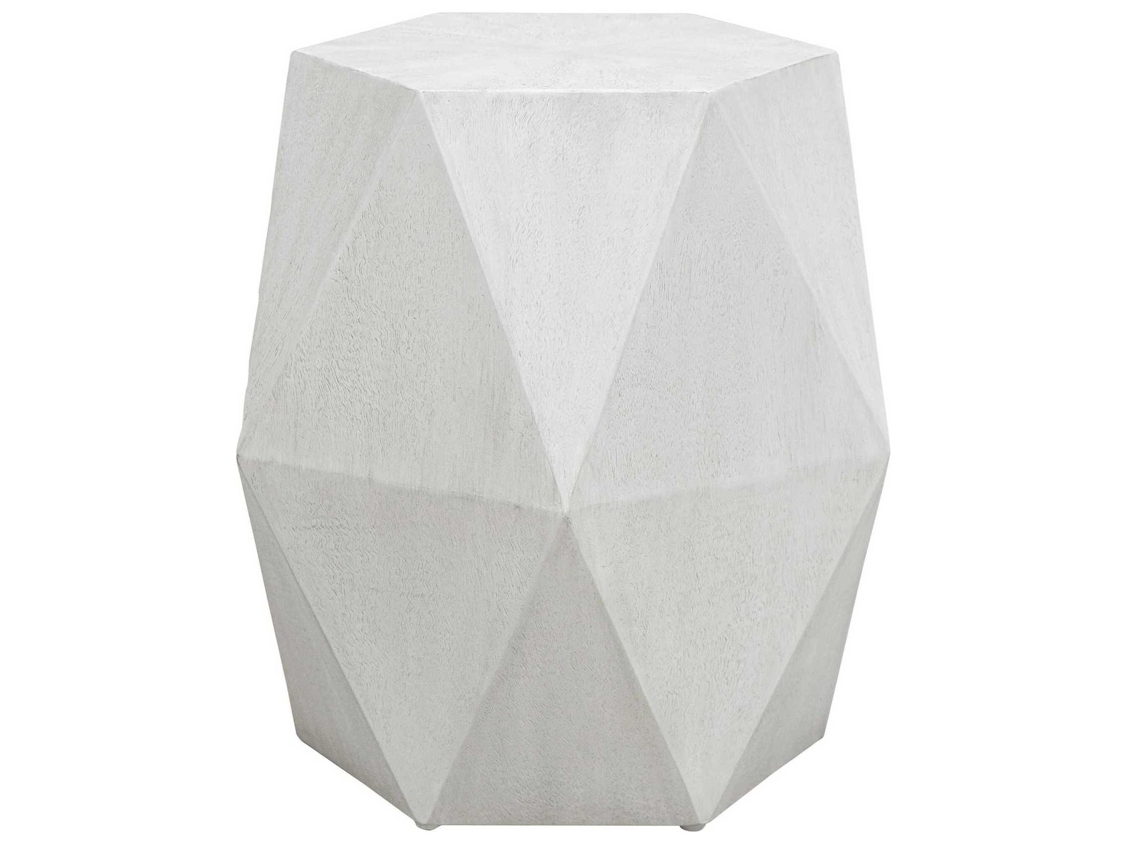Uttermost Volker Hexagon Wood White End Table