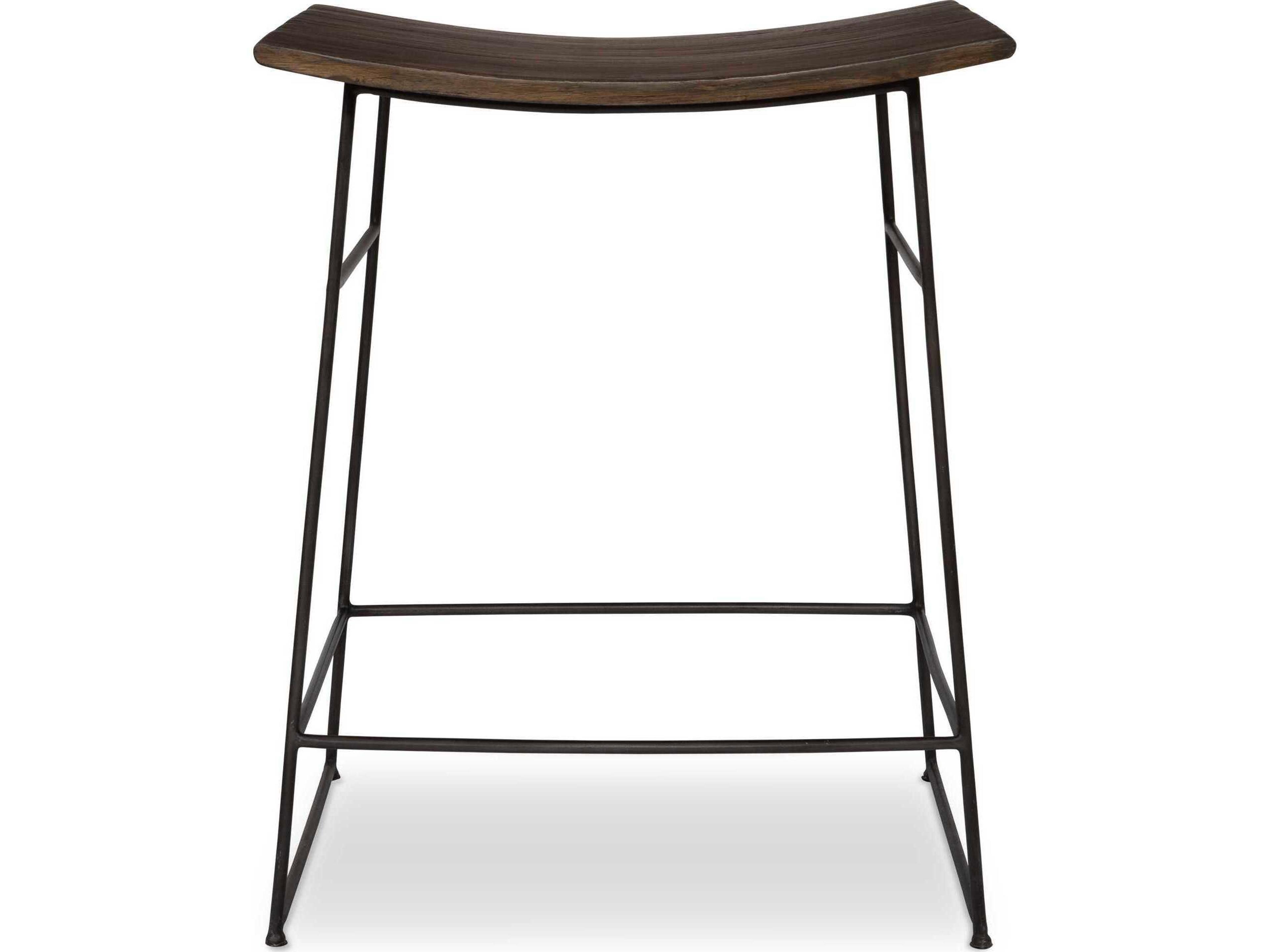 Uttermost Thura Rich Walnut Dark Gunmetal Mango Wood Counter Stool