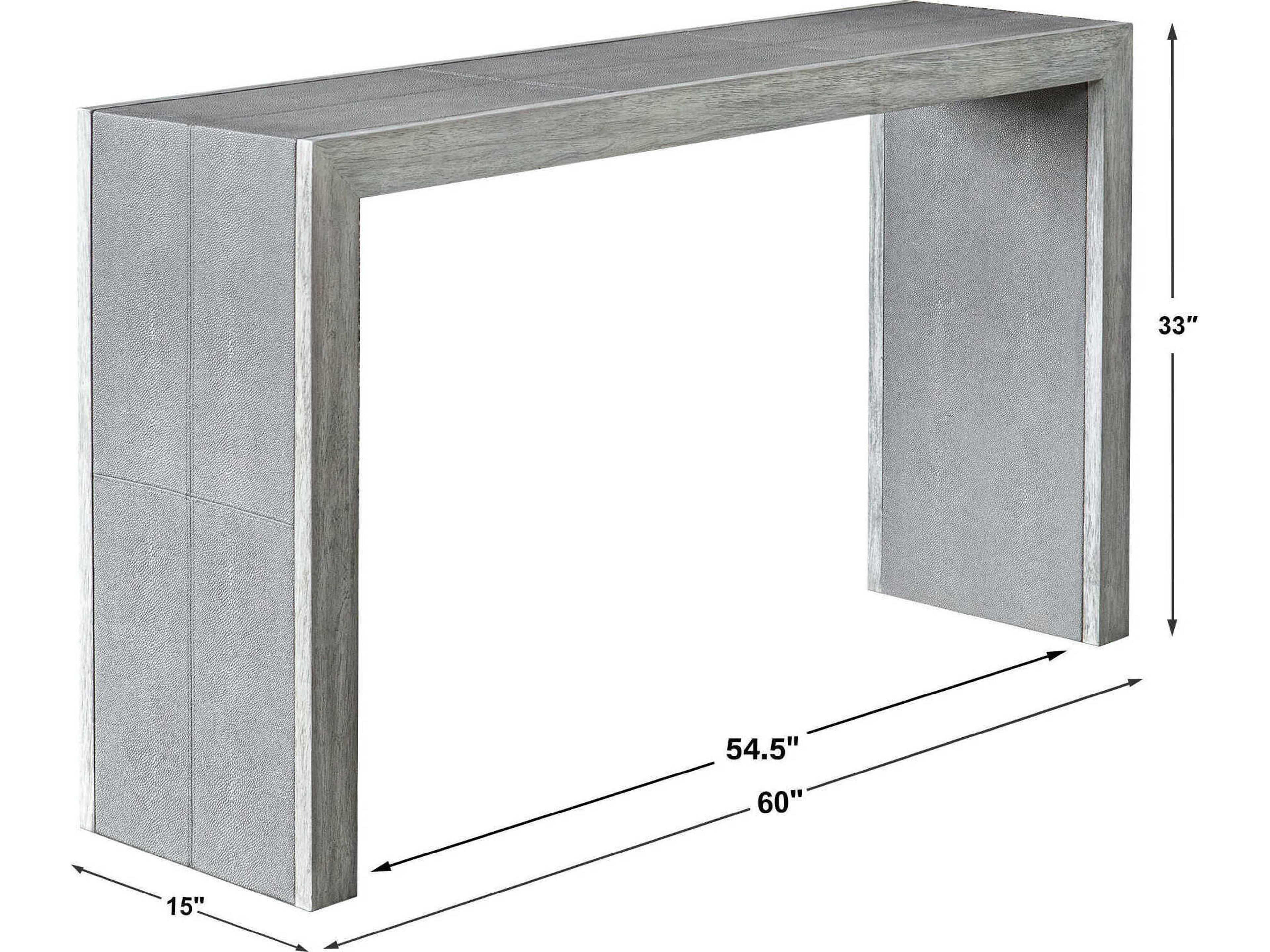 Uttermost Aerina Rectangular Faux Leather Light Gray Console Table