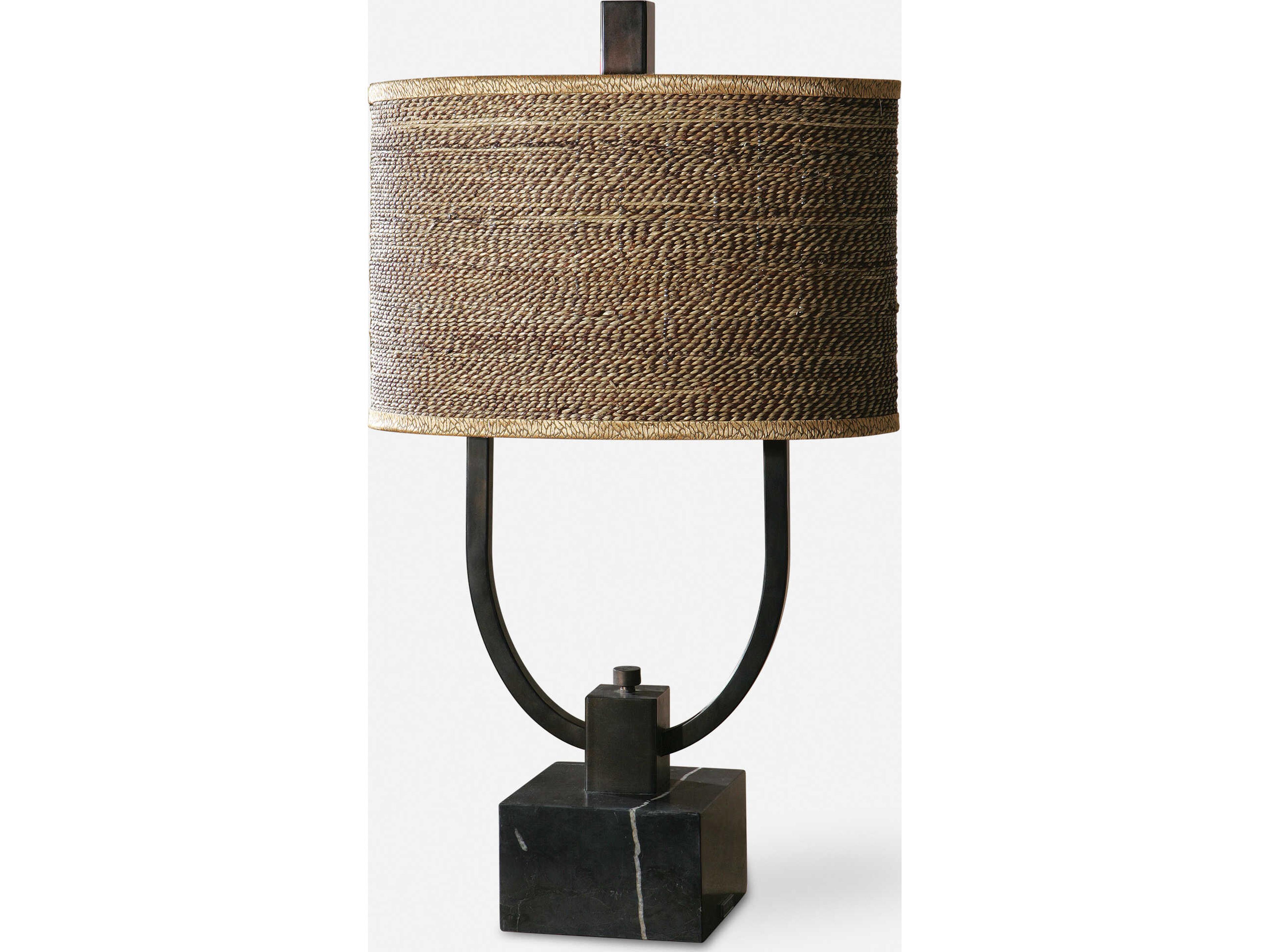 Uttermost Stabina Metal Rustic Bronze Oval Drum Shade Table Lamp