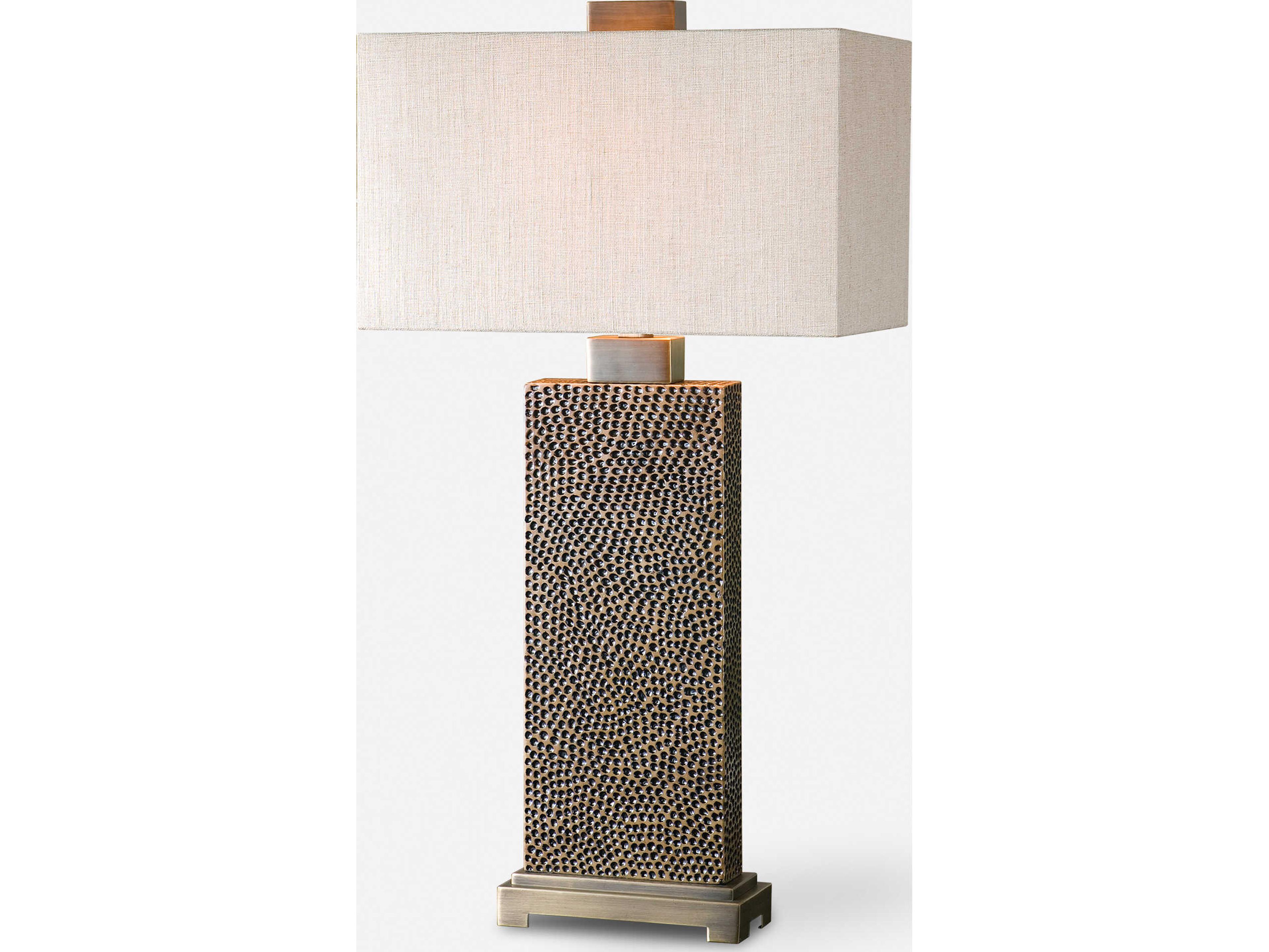 Uttermost Canfield Blackened Brown Rectangle Hardback Bronze Table Lamp