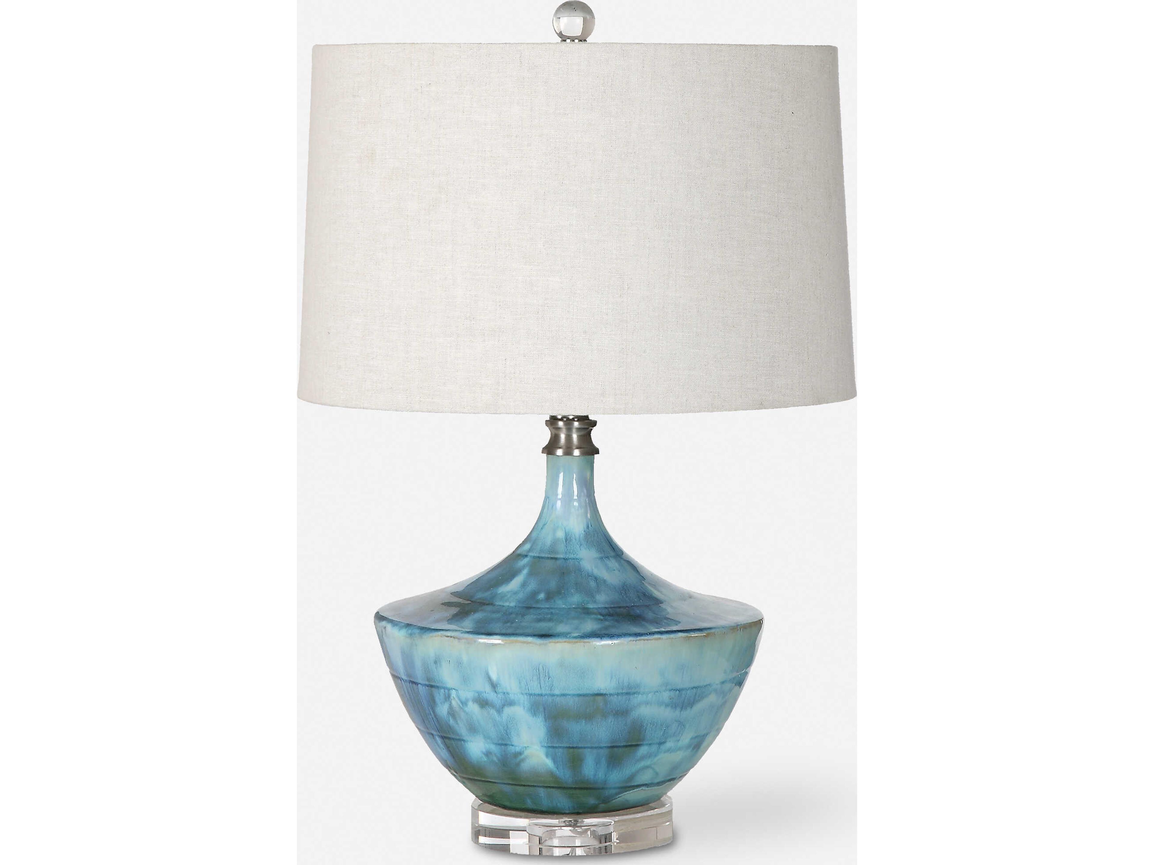 Uttermost Chasida Blue Tie Dyed Slightly Tapered Round Hardback Crystal Table Lamp