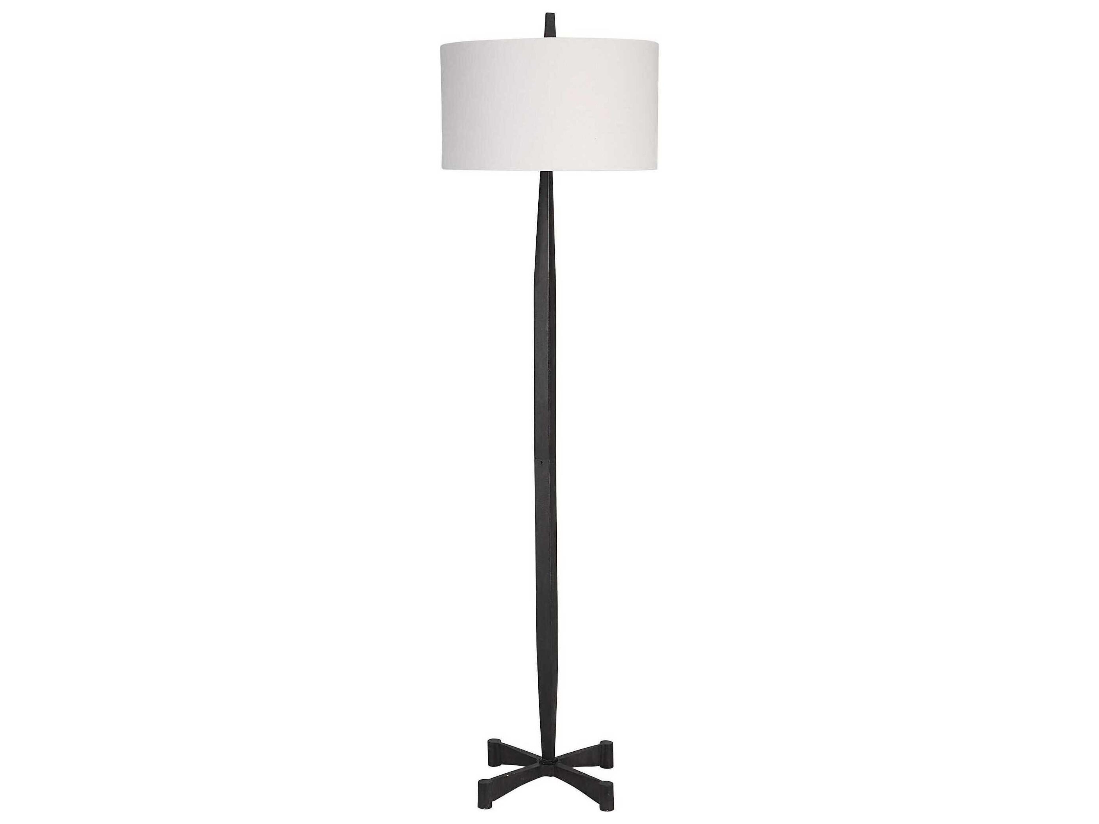 Uttermost Counteract Aged Black Round Hardback Shade Floor Lamp