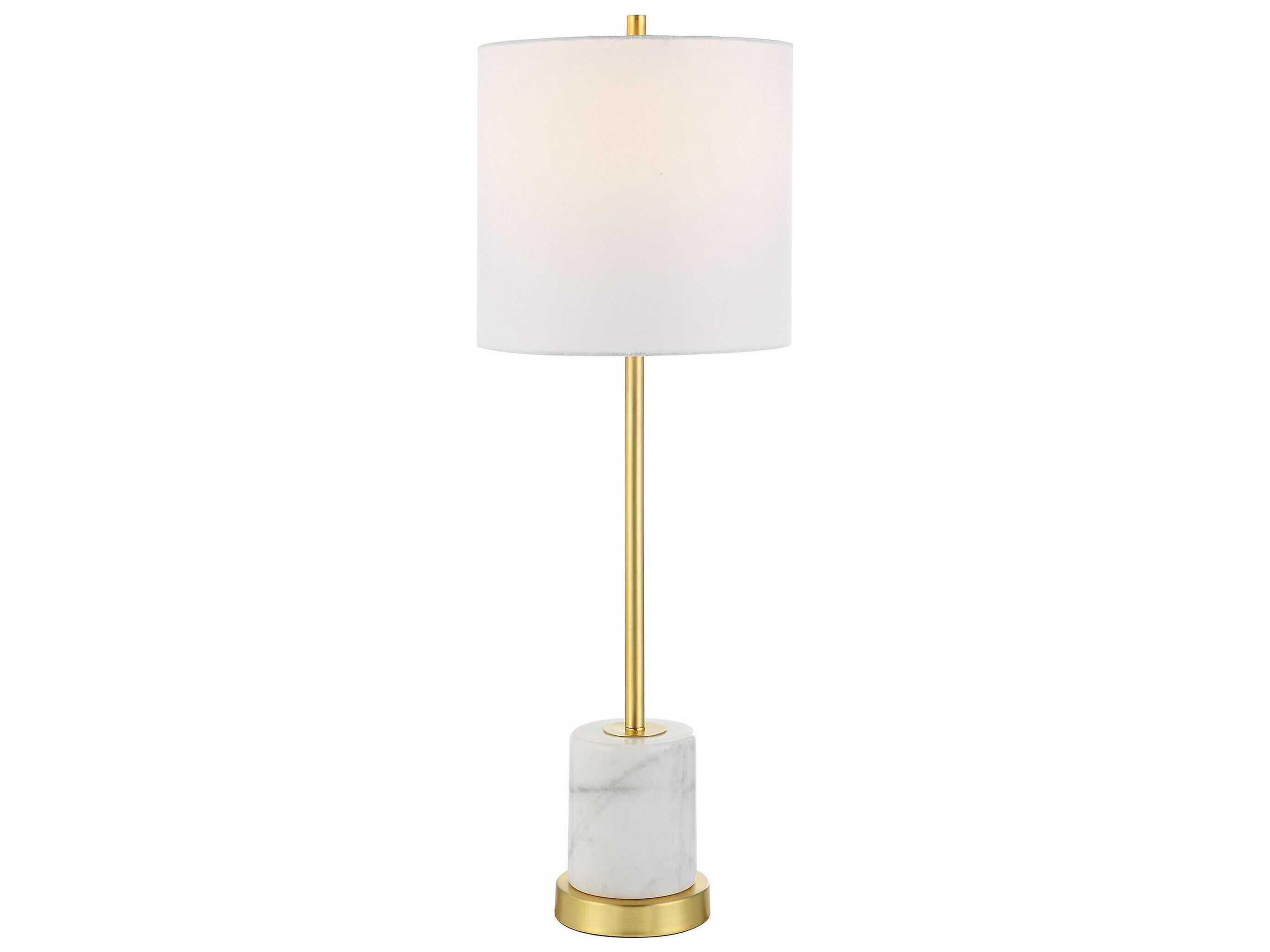 Uttermost Turret Brushed Gold Round Hardback Drum Buffet Lamp