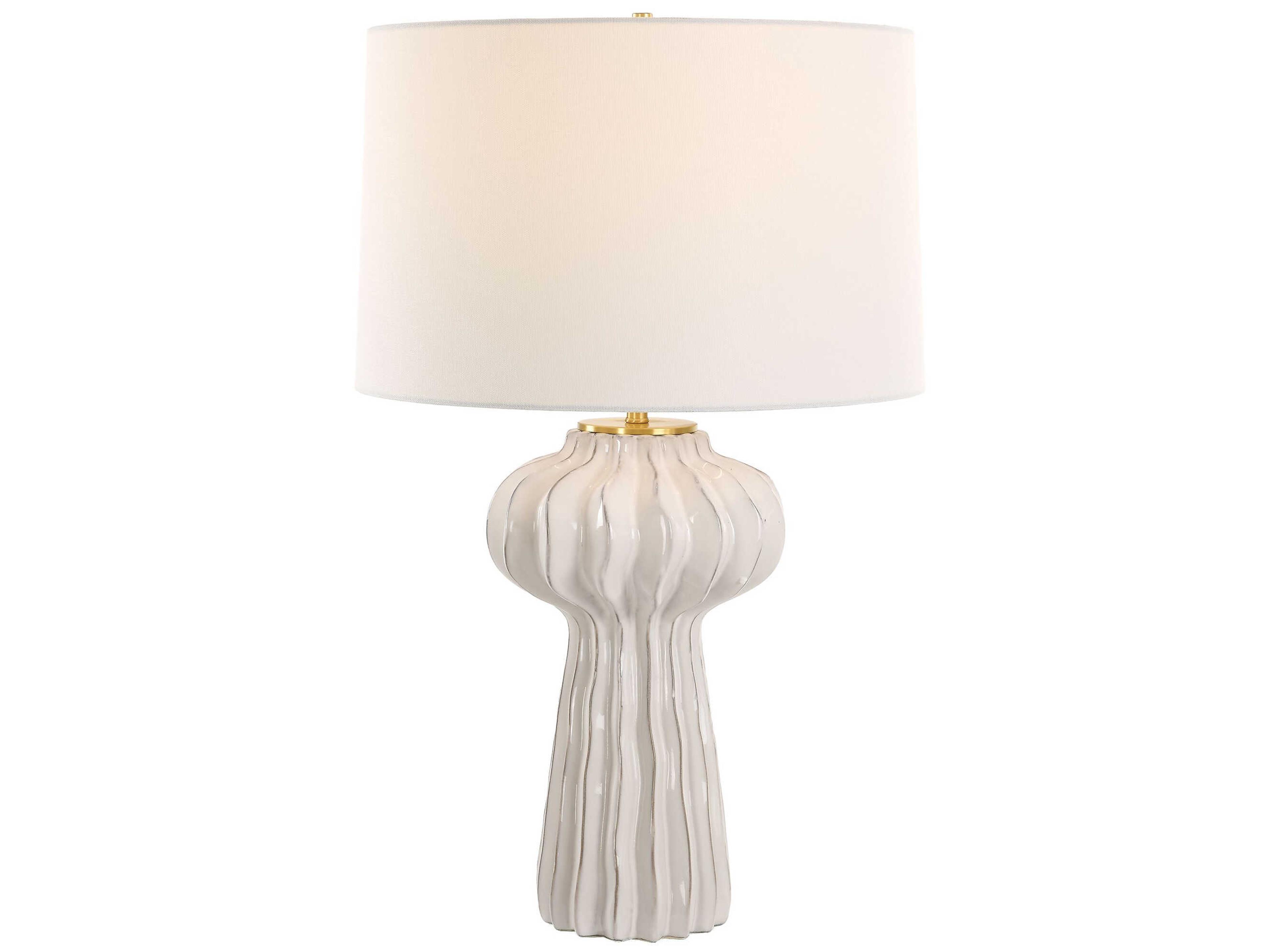 Uttermost Wrenley Round Drum Hardback White Buffet Lamp