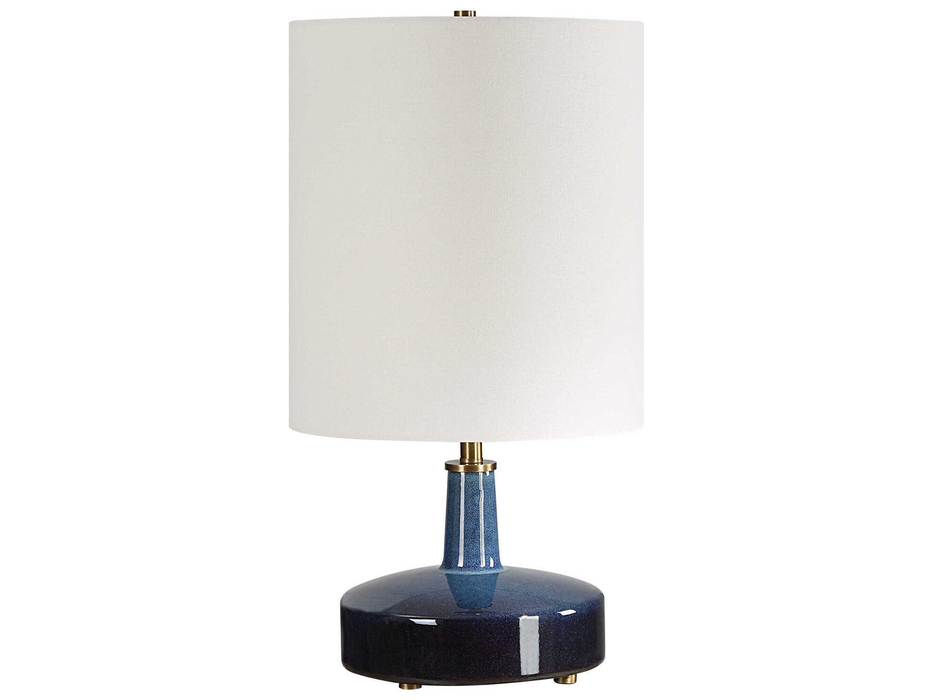 Uttermost Abyss Light Blue Midnight Round Drum Hardback Table Lamp