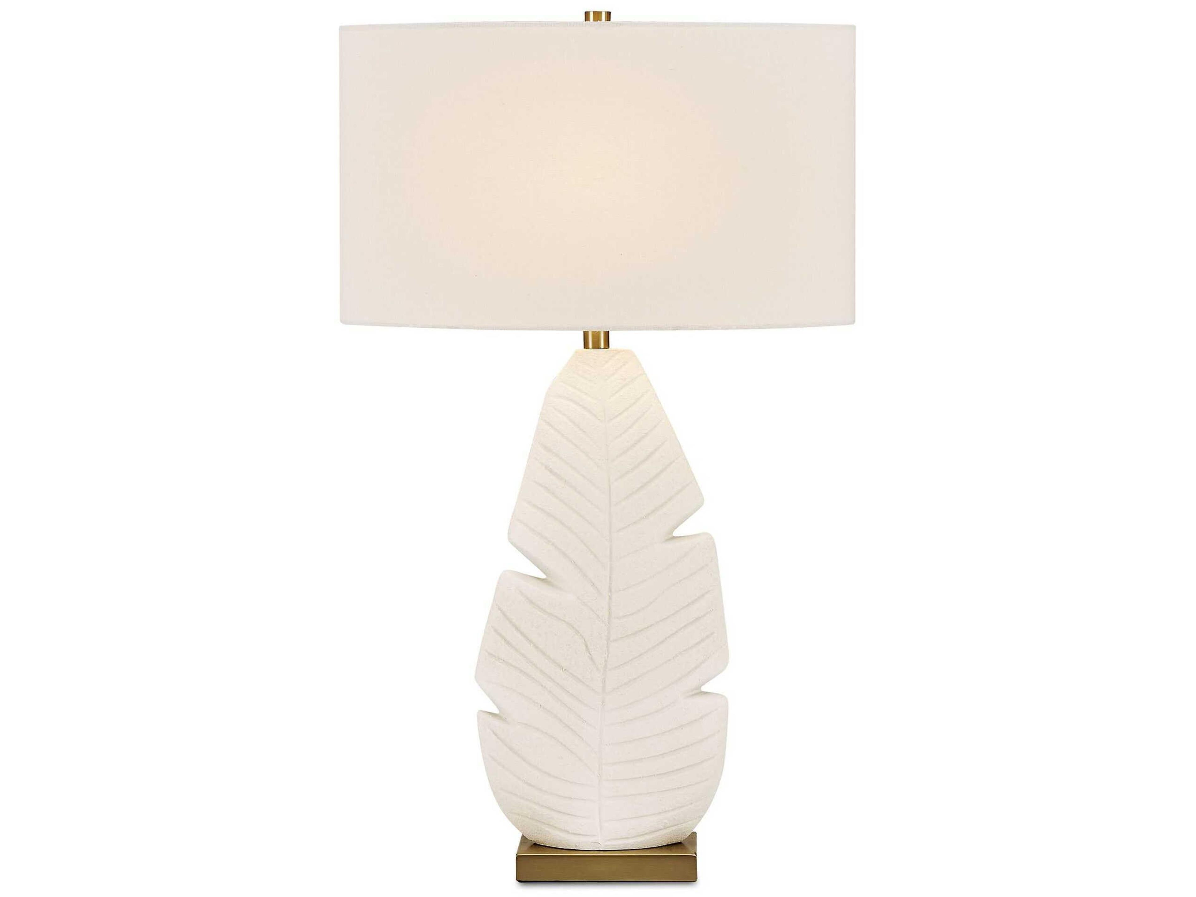 Uttermost Palm Leaf Warm Matte White Oval With Liner Buffet Lamp