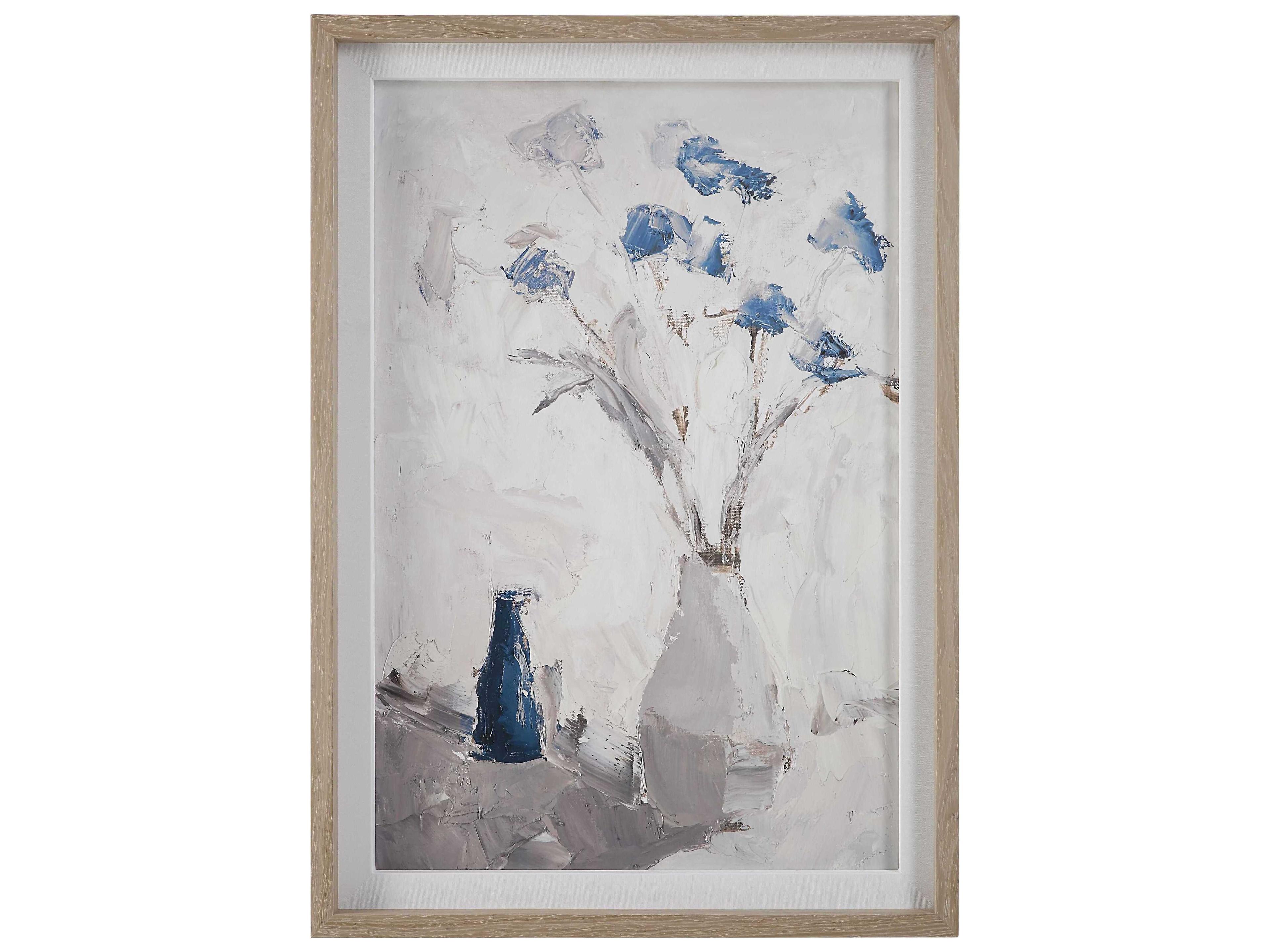 Uttermost Blue Flowers in Vase Framed Print
