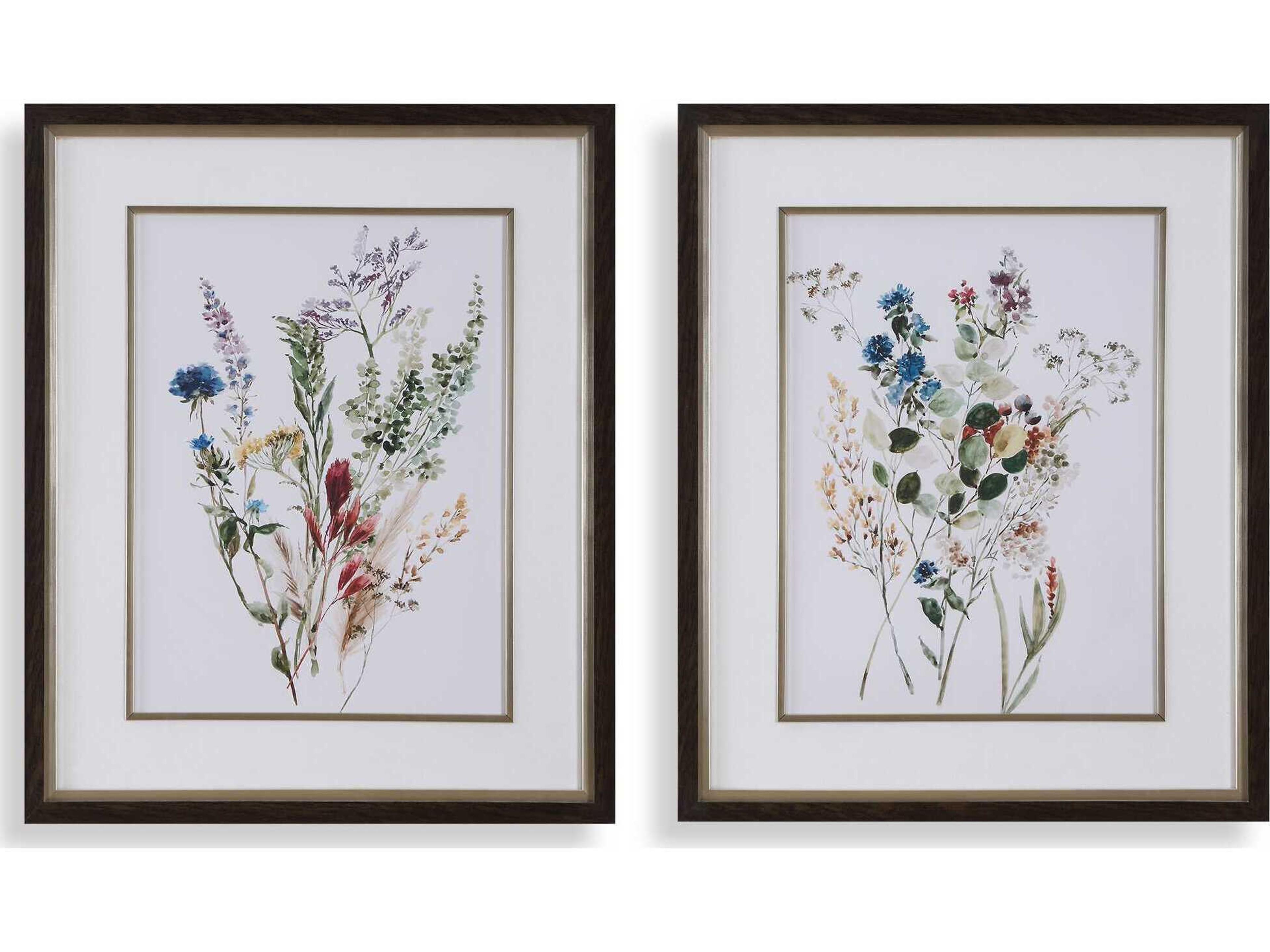 Uttermost Delicate Flowers Framed Prints Set of 2
