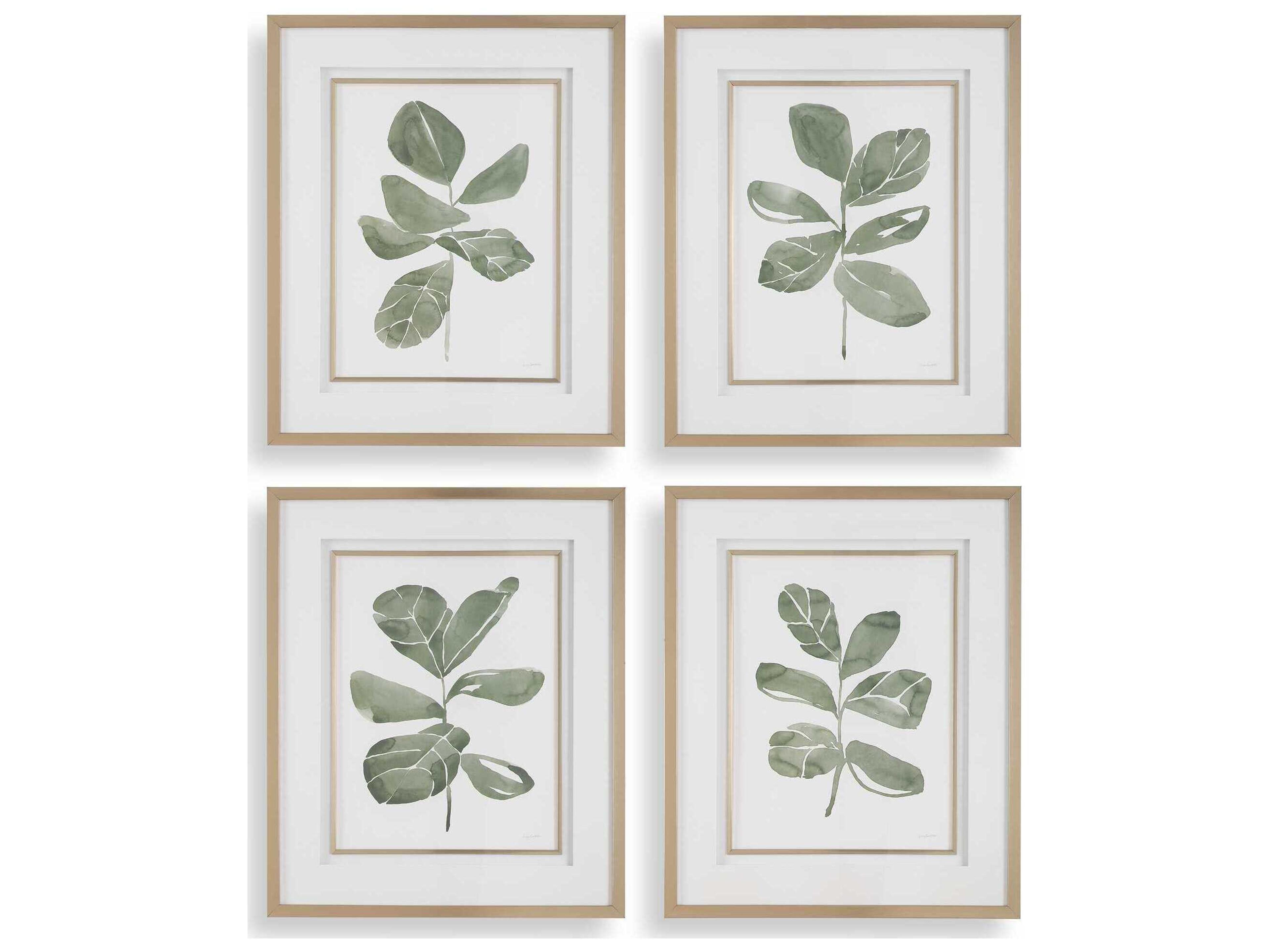 Uttermost Fiddle Head Leaf Botanical Prints Set or 4