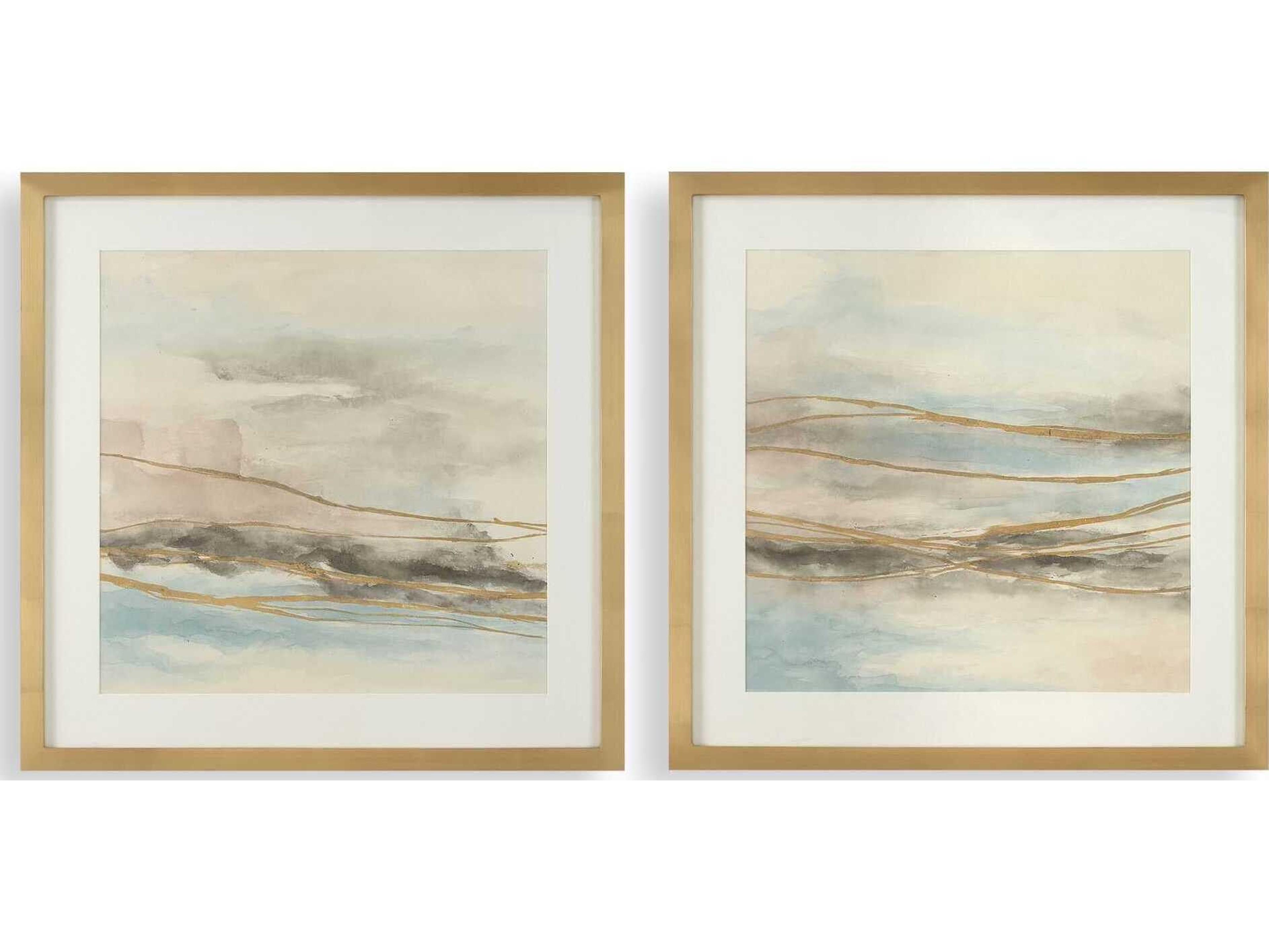 Uttermost So Golden Abstract Landscape Prints Set of 2
