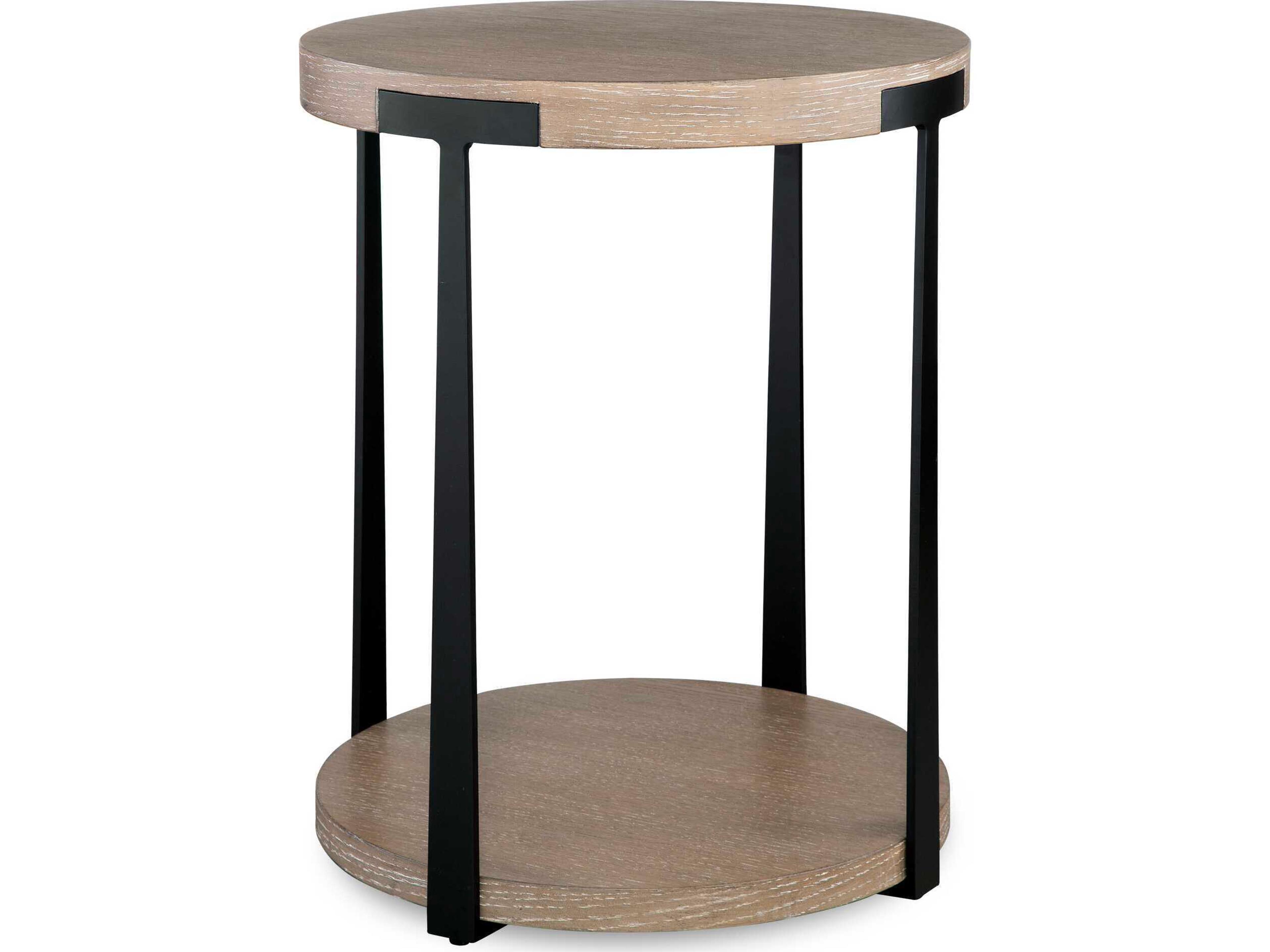 Uttermost Palisade Round Wood Natural Dark Bronze End Table