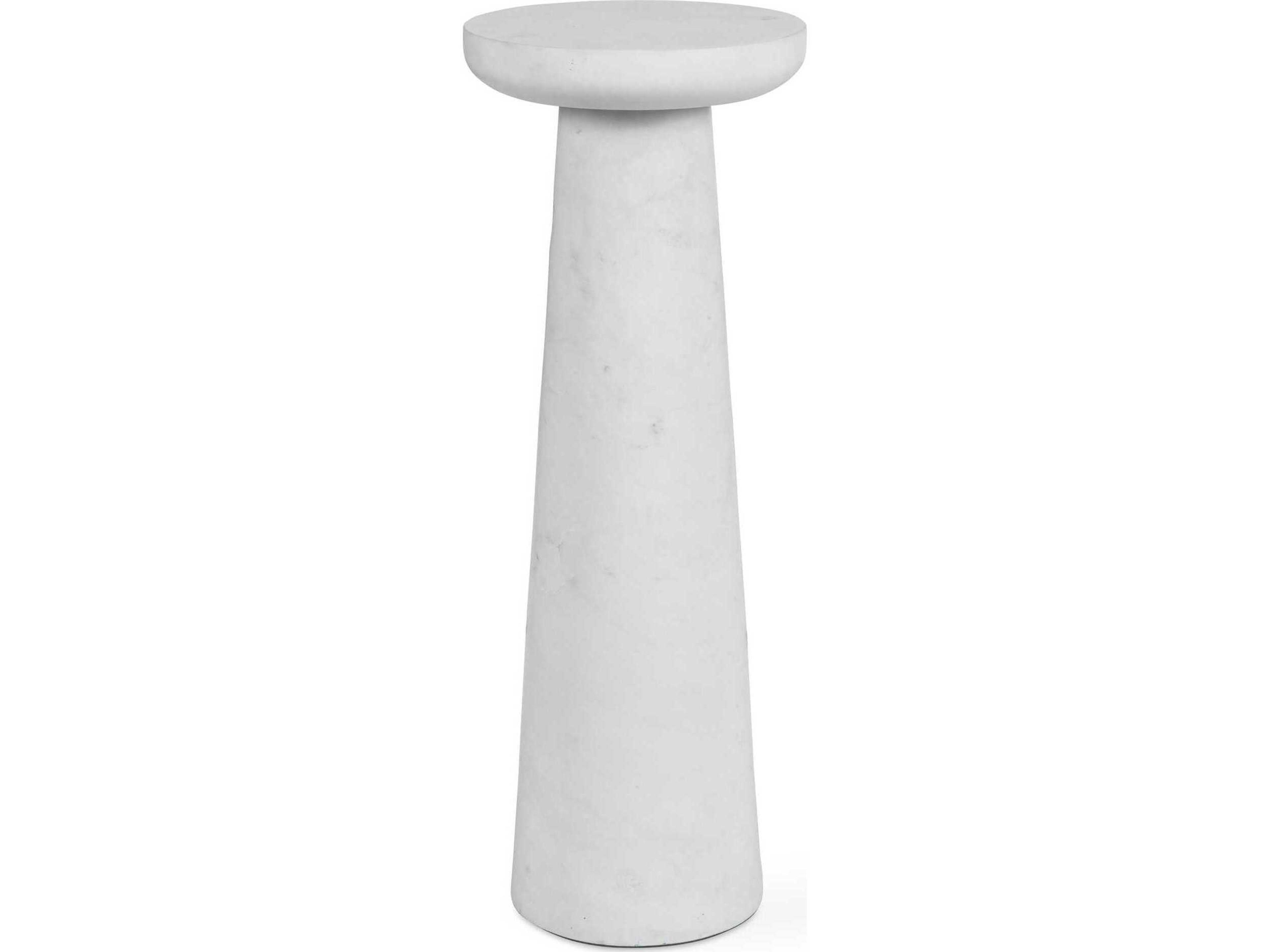 Uttermost Lirra Round Marble White End Table