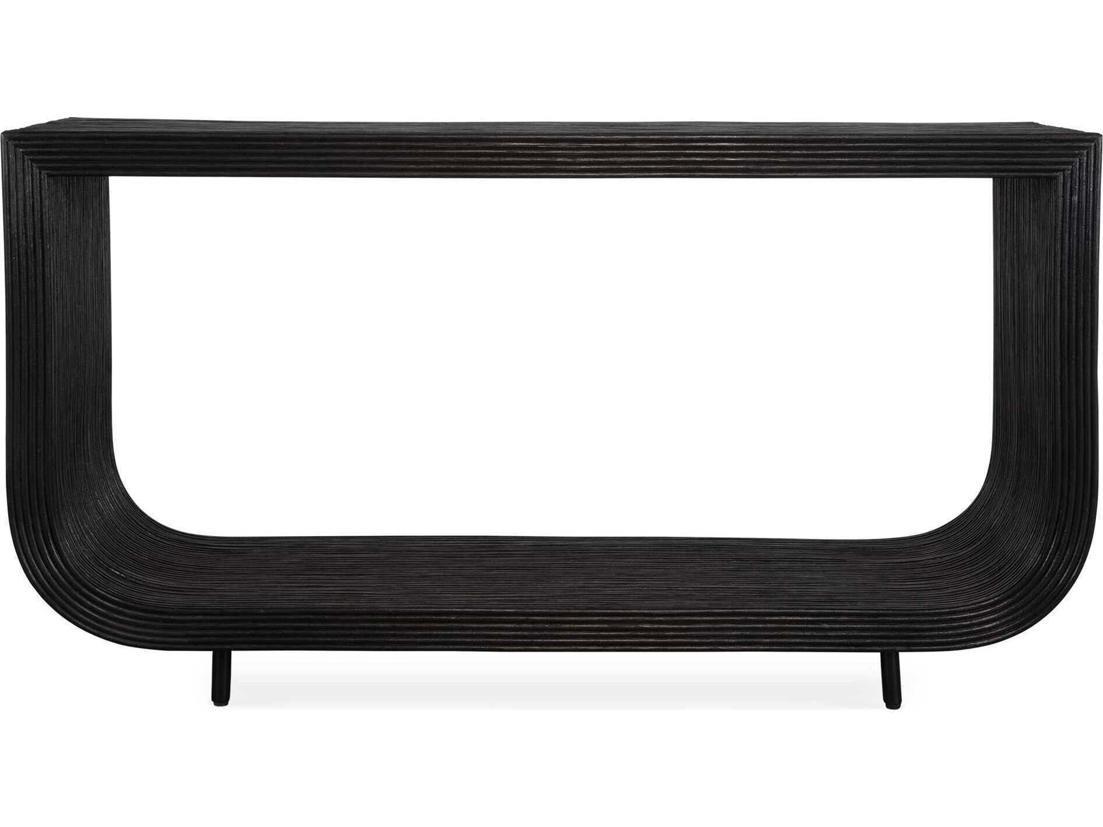 Uttermost Compton Rectangular Rattan Black Console Table