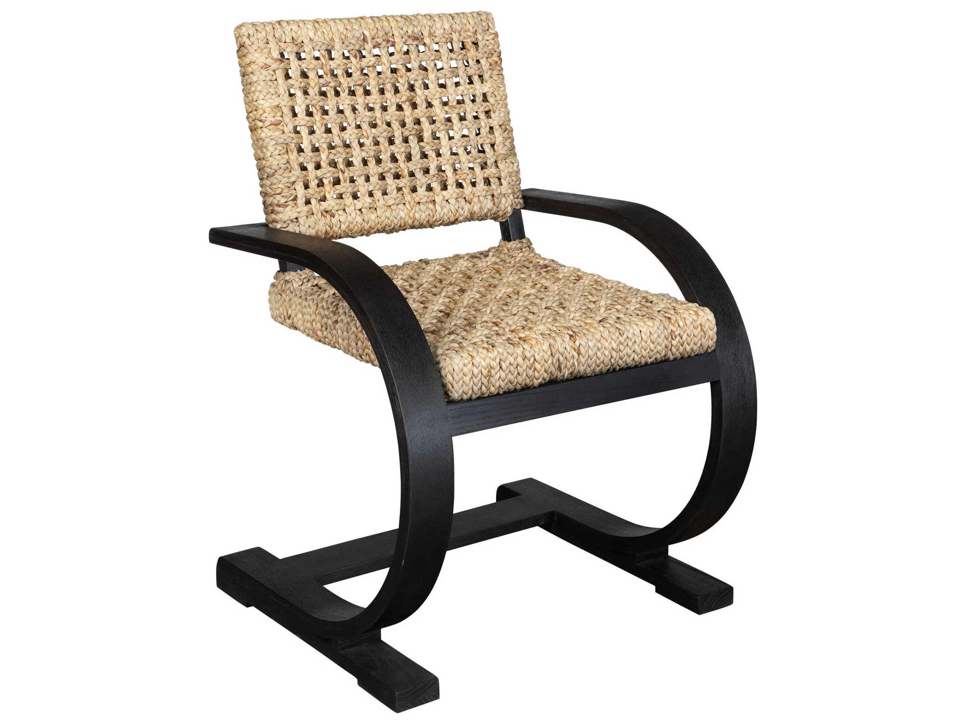 Uttermost Rehema Oak Wood Black Arm Dining Chair