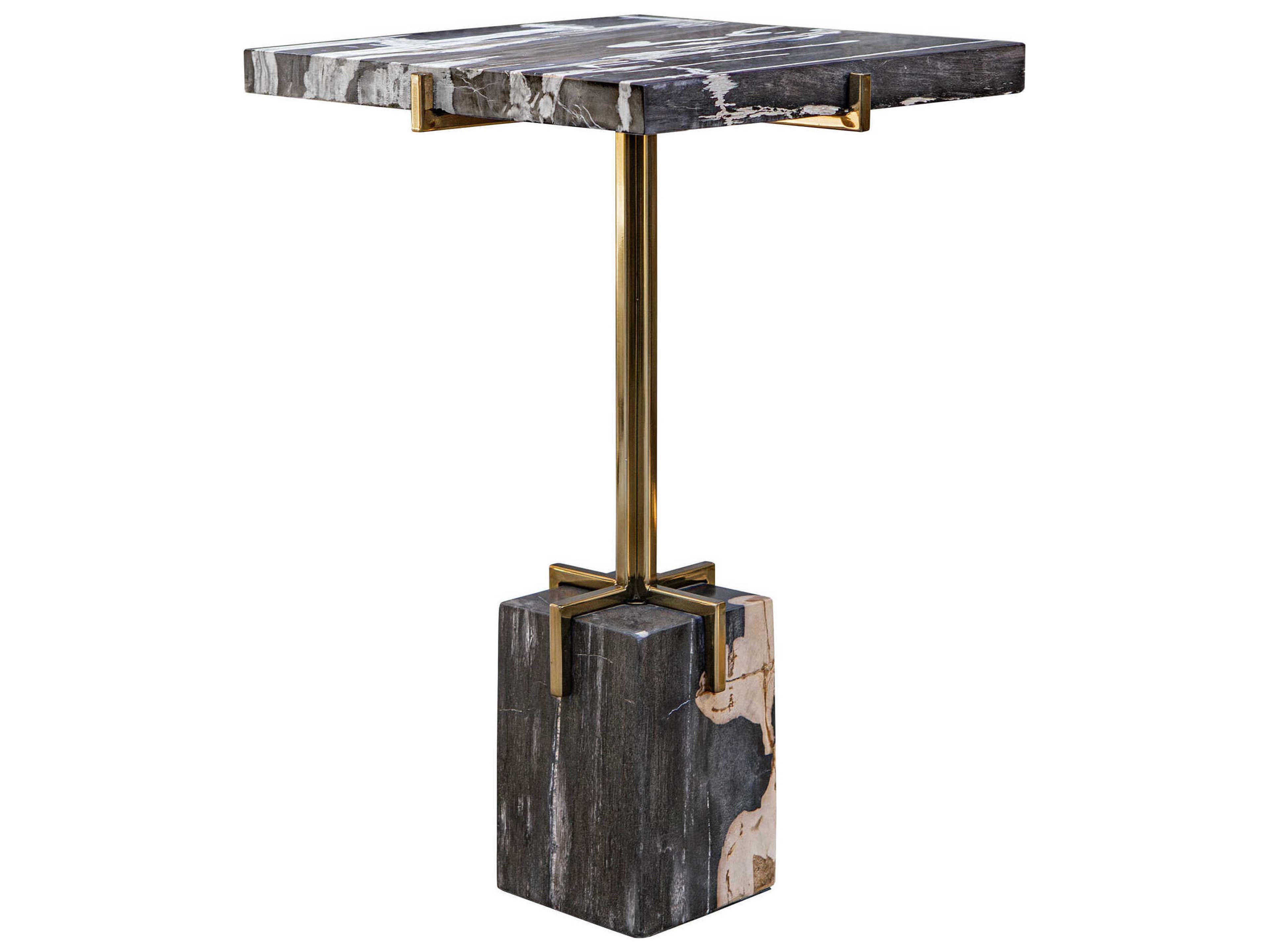 Uttermost Rowman Square Wood Natural Gold End Table