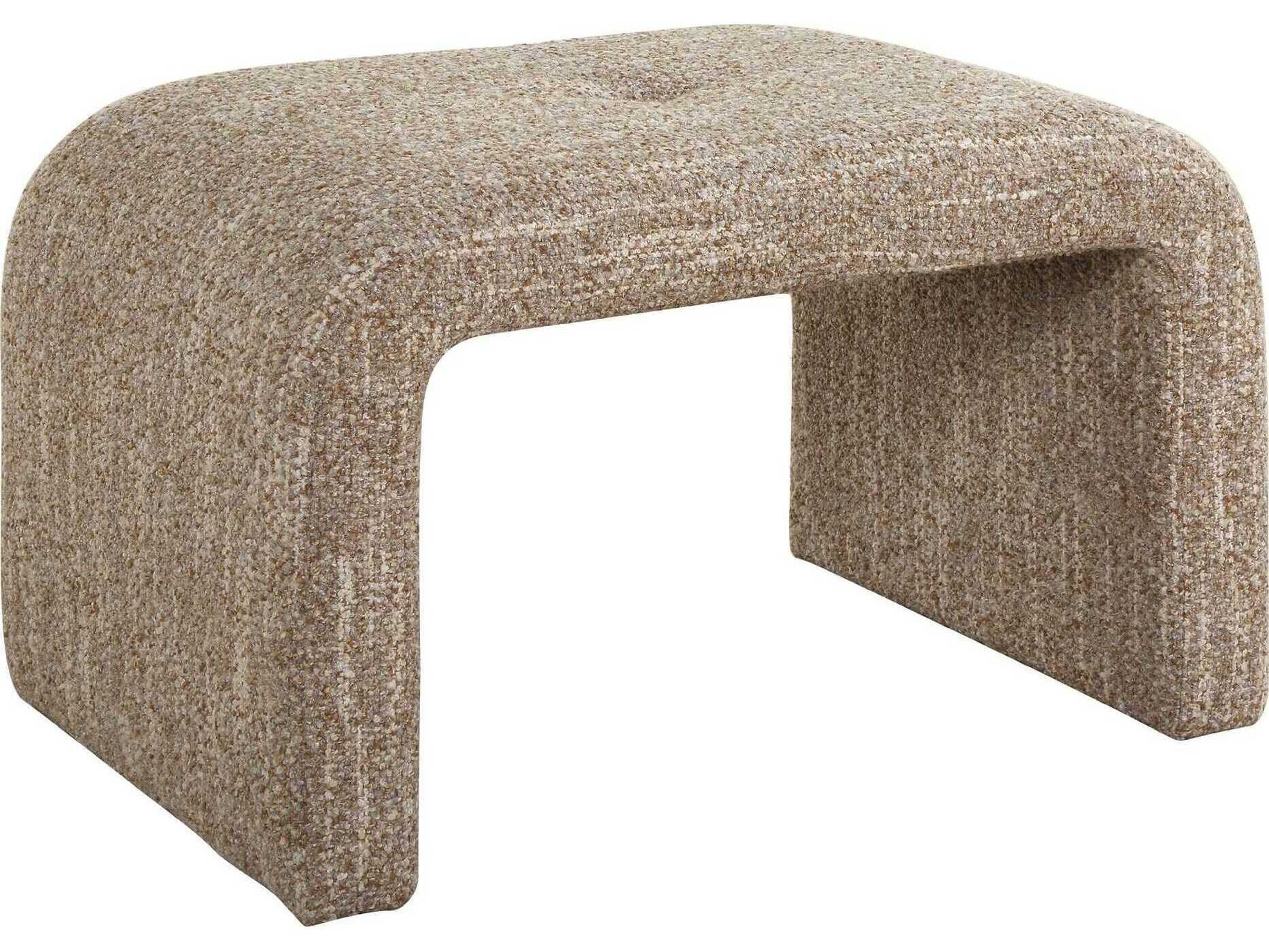 Uttermost Leora Warm Caramel Brown Upholstered Accent Bench