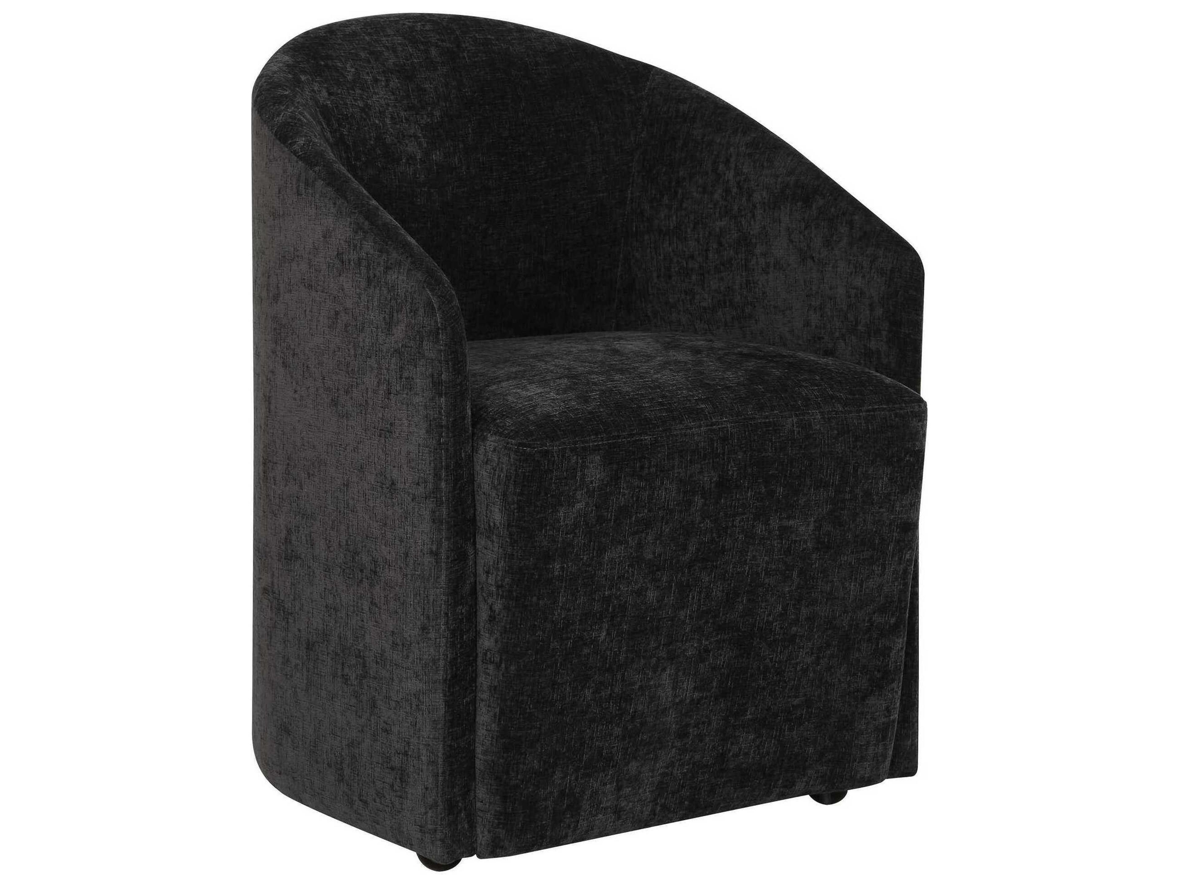 Uttermost Harbor Plywood Black Velvet Upholstered Arm Dining Chair
