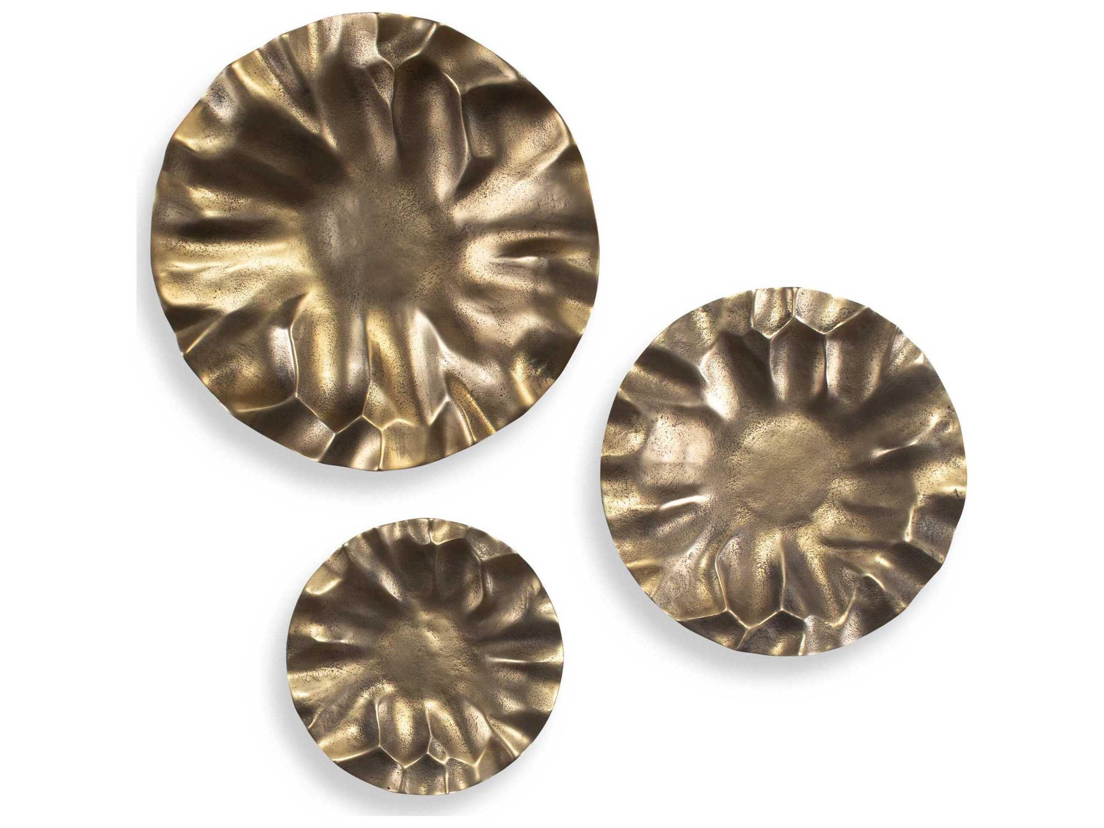Uttermost Outdoor Peonia Outdoor Gold Wall Art Set of 3