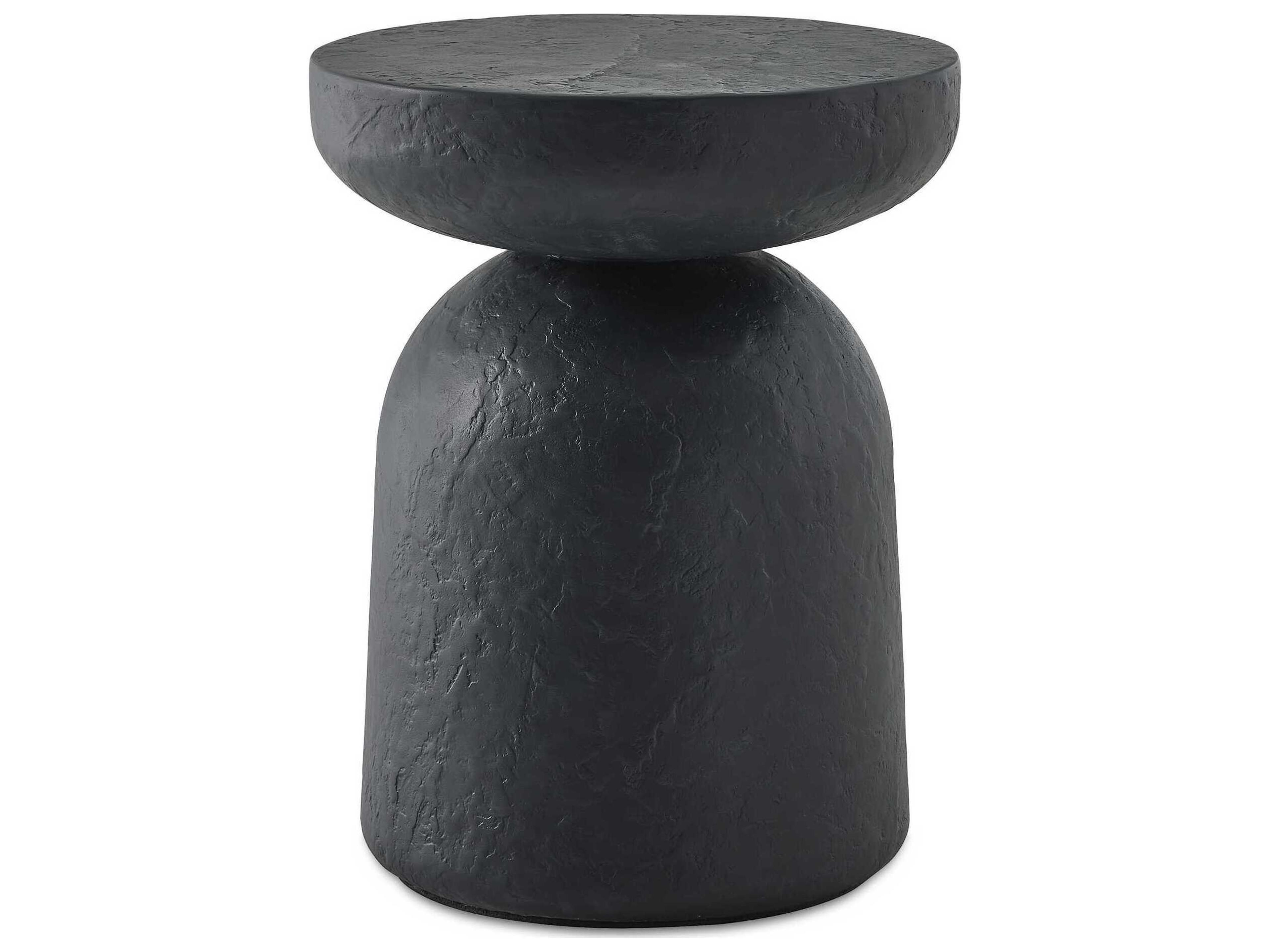 Hurlle Black Slate Concrete Round End Table