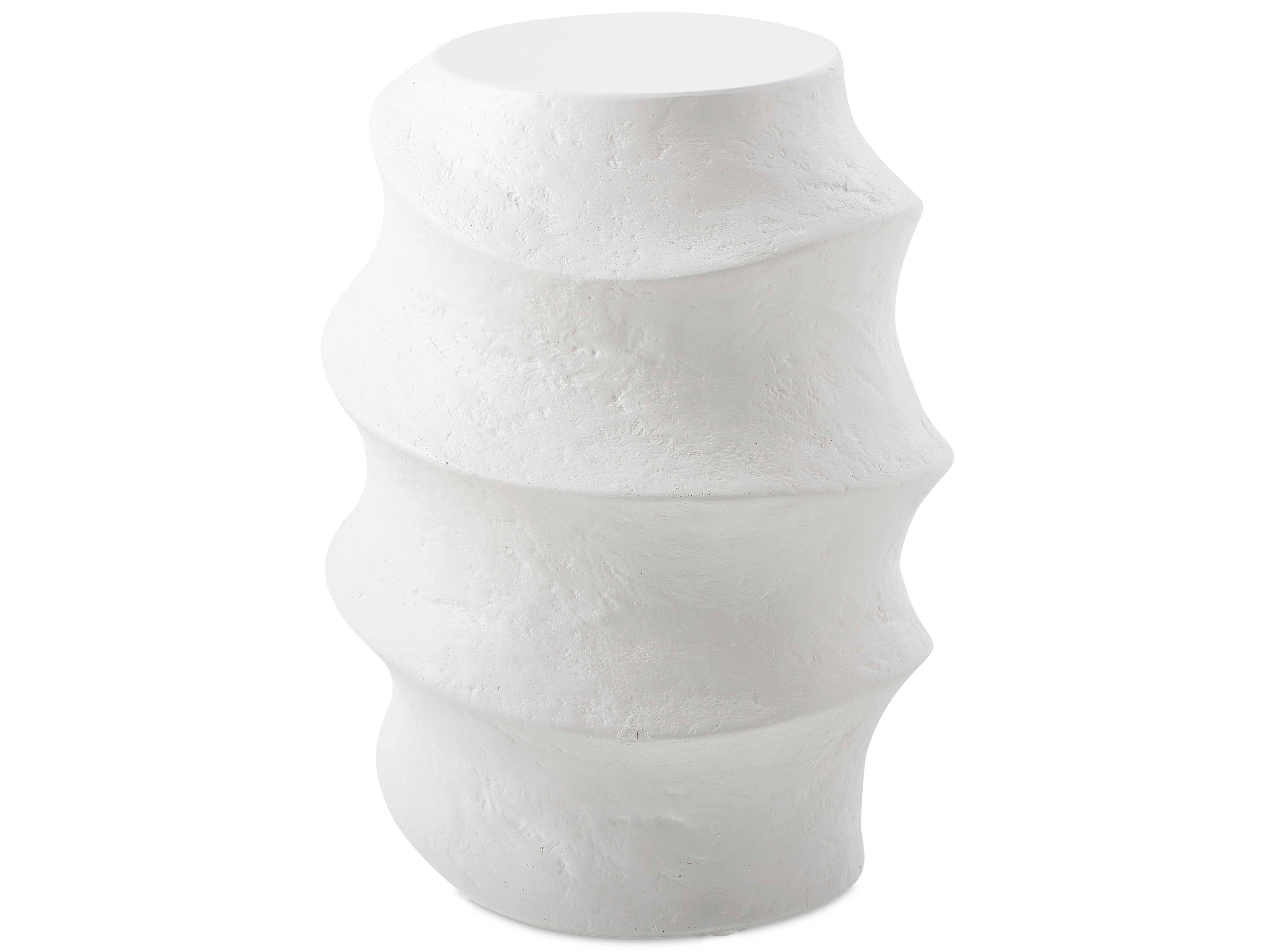 Uttermost Outdoor Winded White Concrete Round End Table