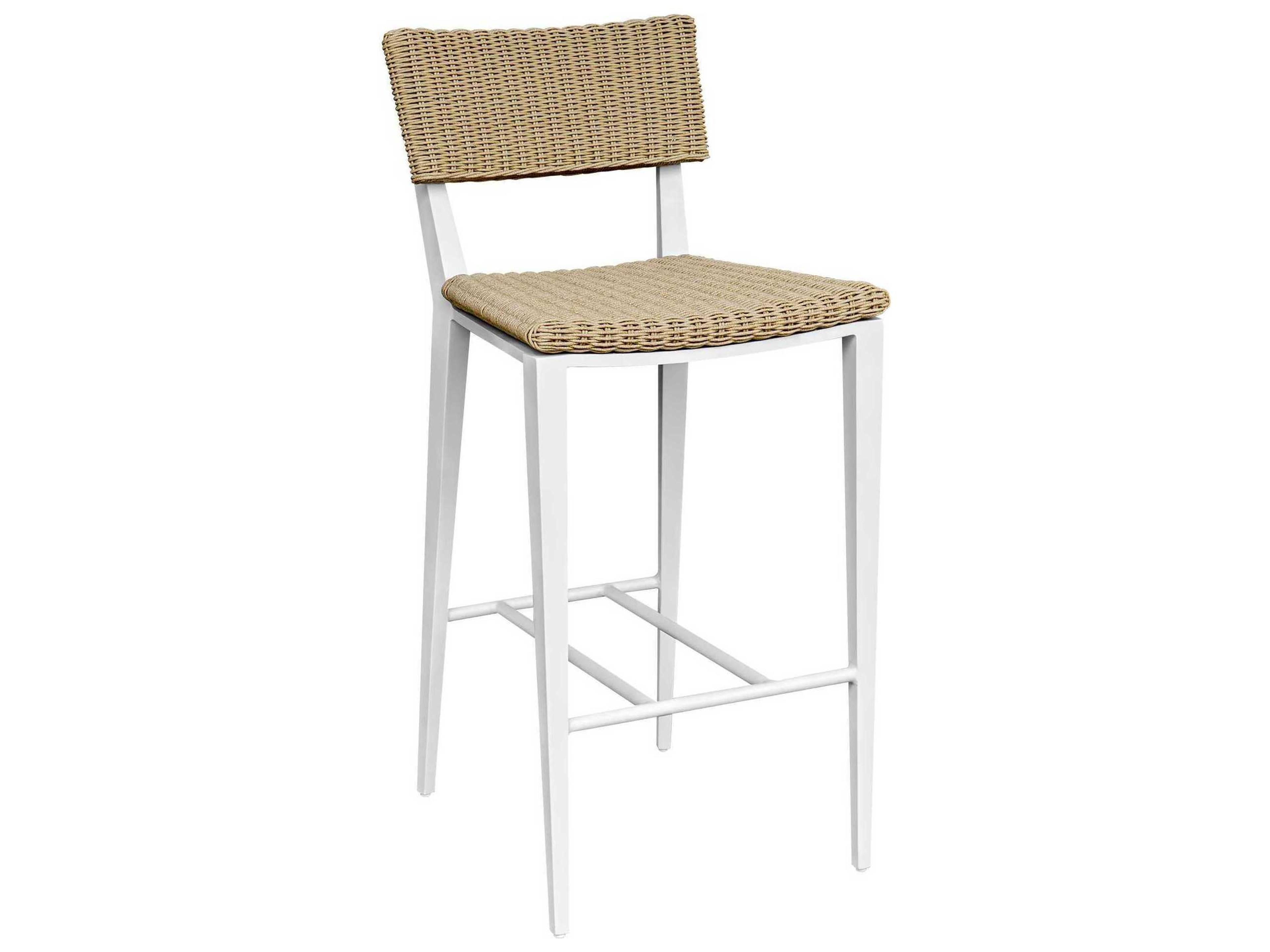 Uttermost Outdoor Calbas Crisp White Aluminum Wicker Bar Stool