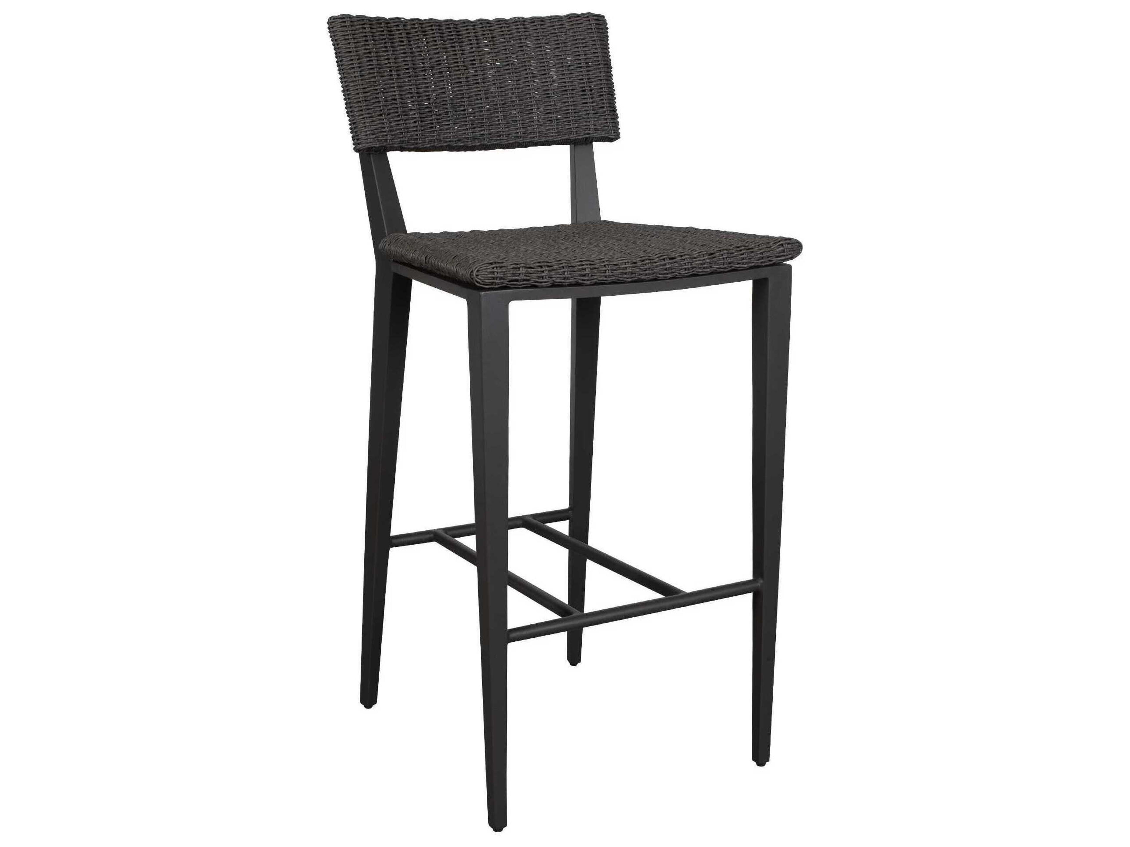 Uttermost Outdoor Calbas Java Black Aluminum Wicker Bar Stool
