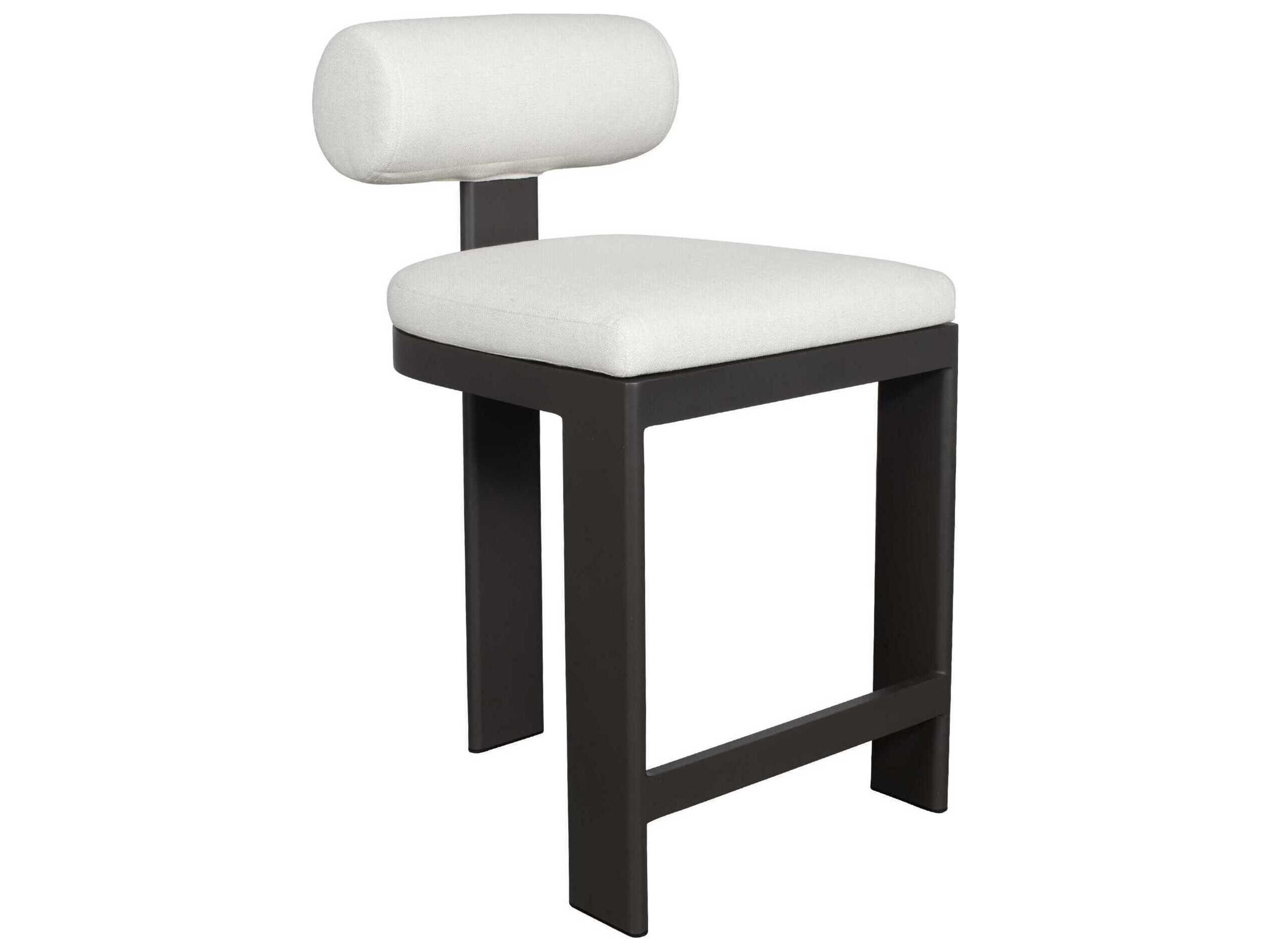 Uttermost Outdoor Bolster Back Java Black Oyster White Aluminum Cushion Counter Stool