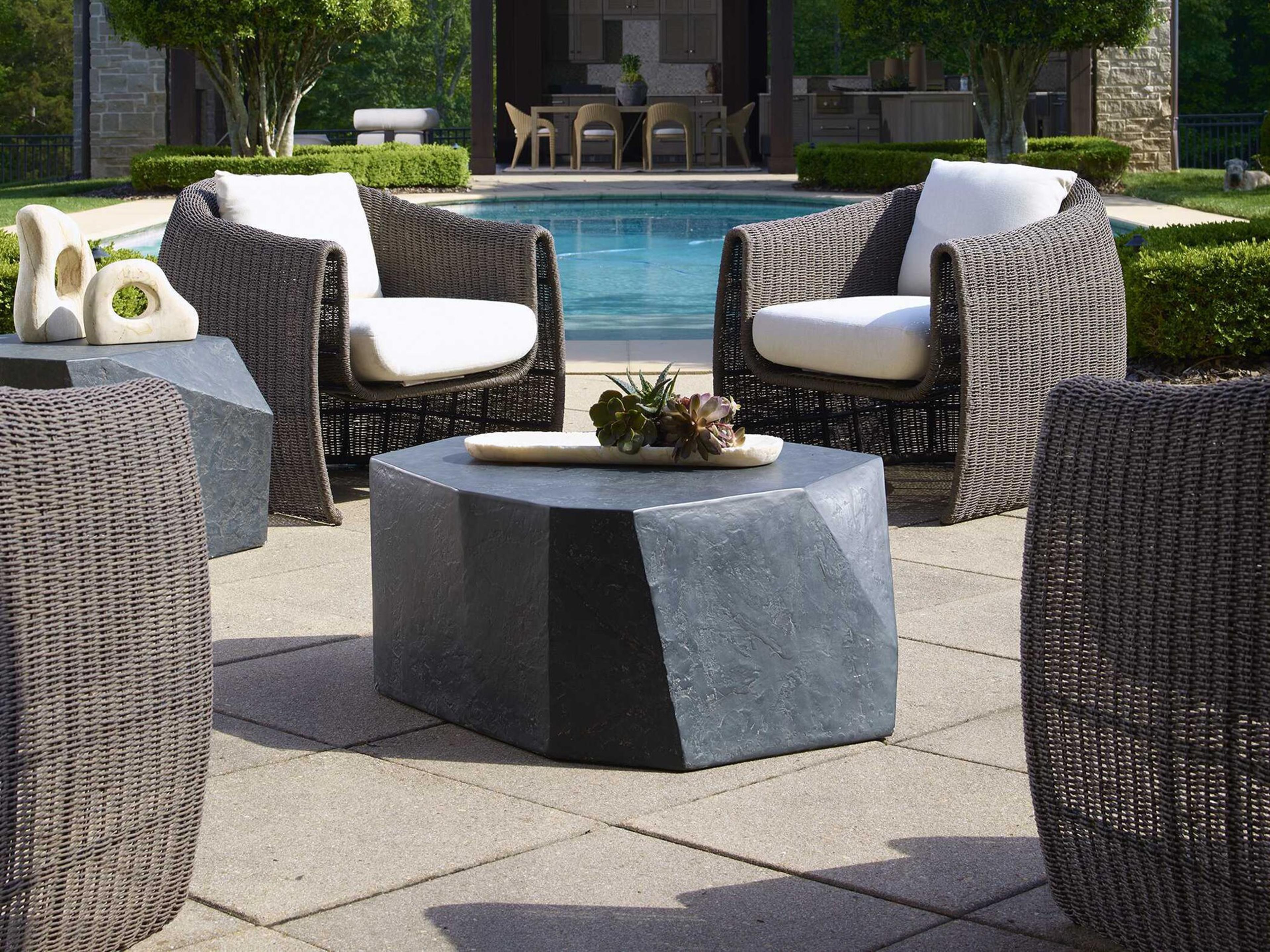 Uttermost Outdoor Tropic Concrete Cushion Lounge Set