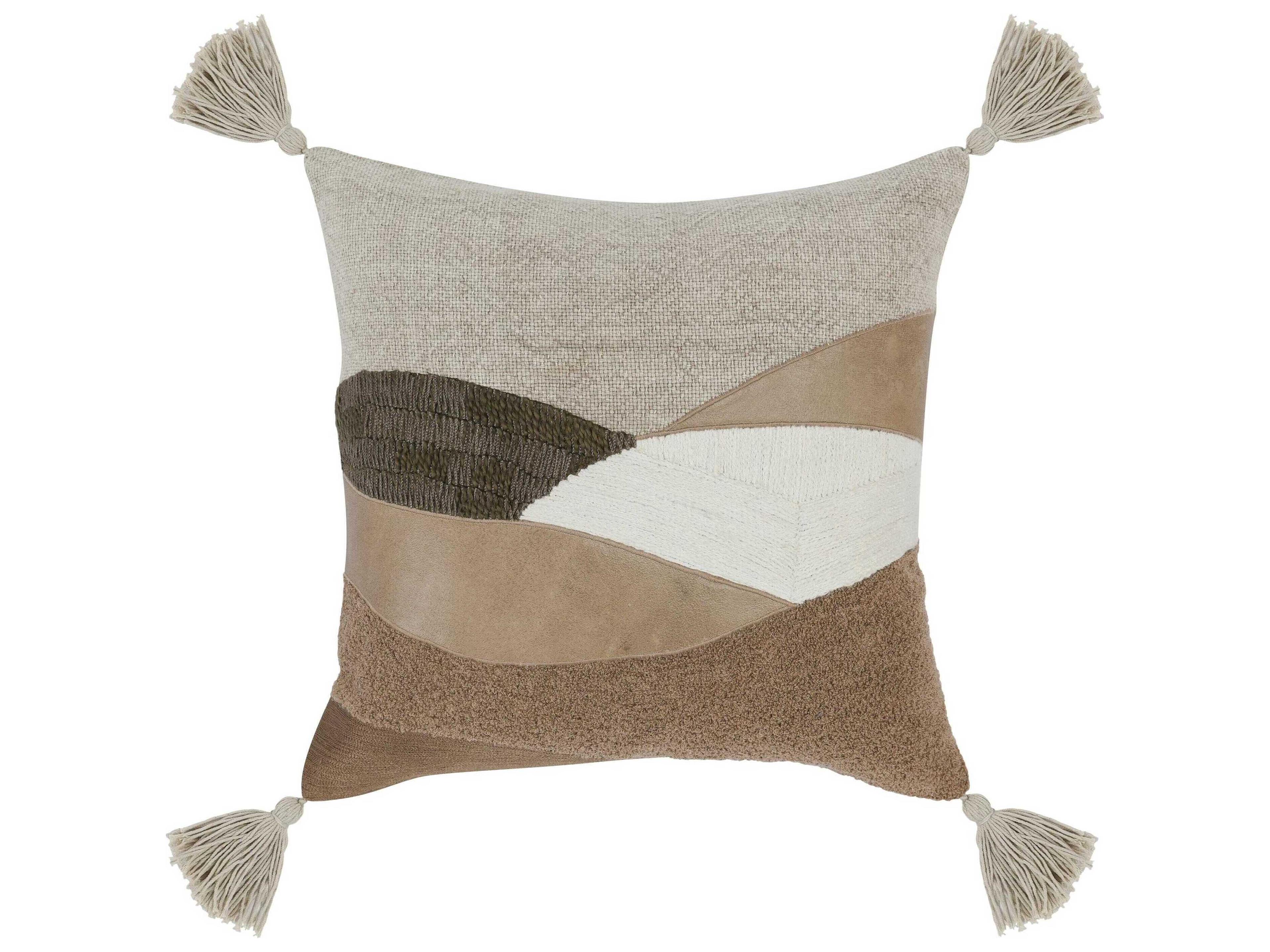 Villa by Classic Home Carve Brown Throw Pillow