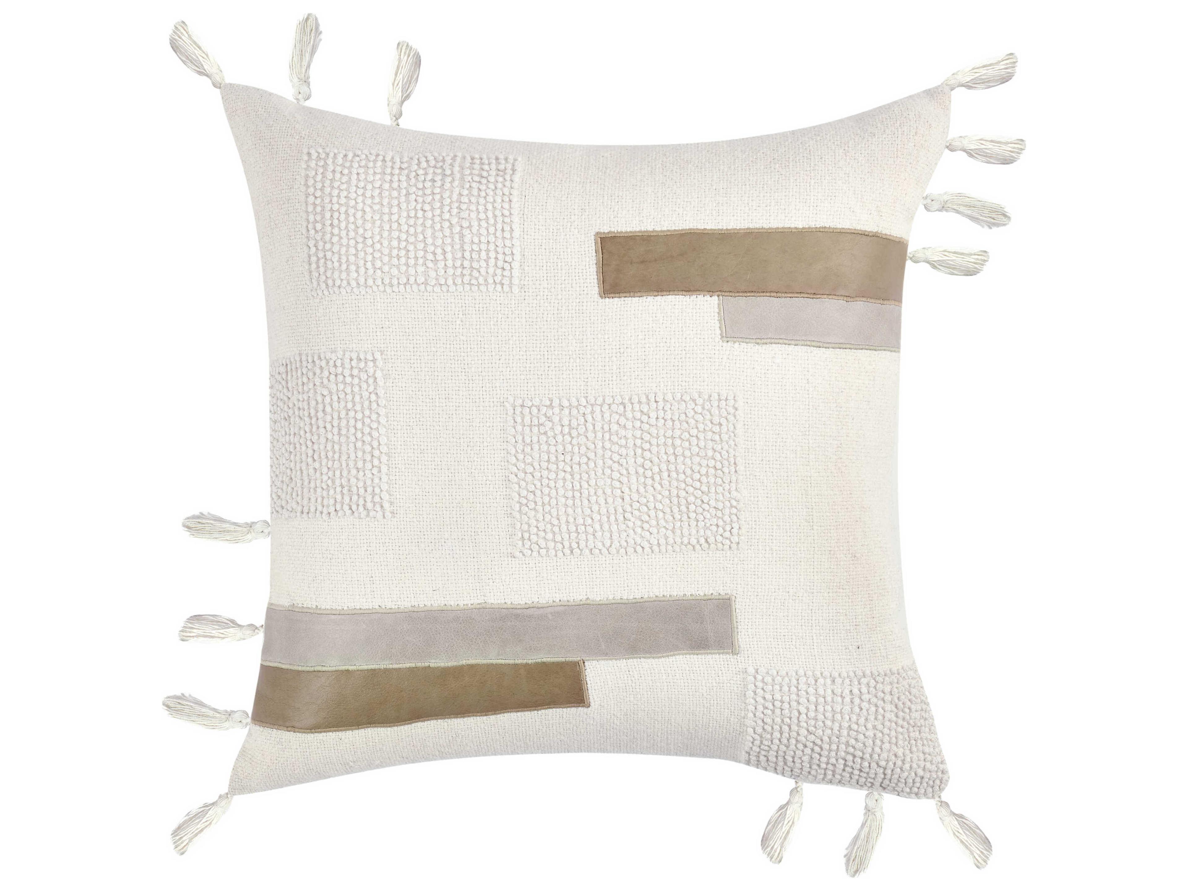Villa by Classic Home Packer Ivory Throw Pillow