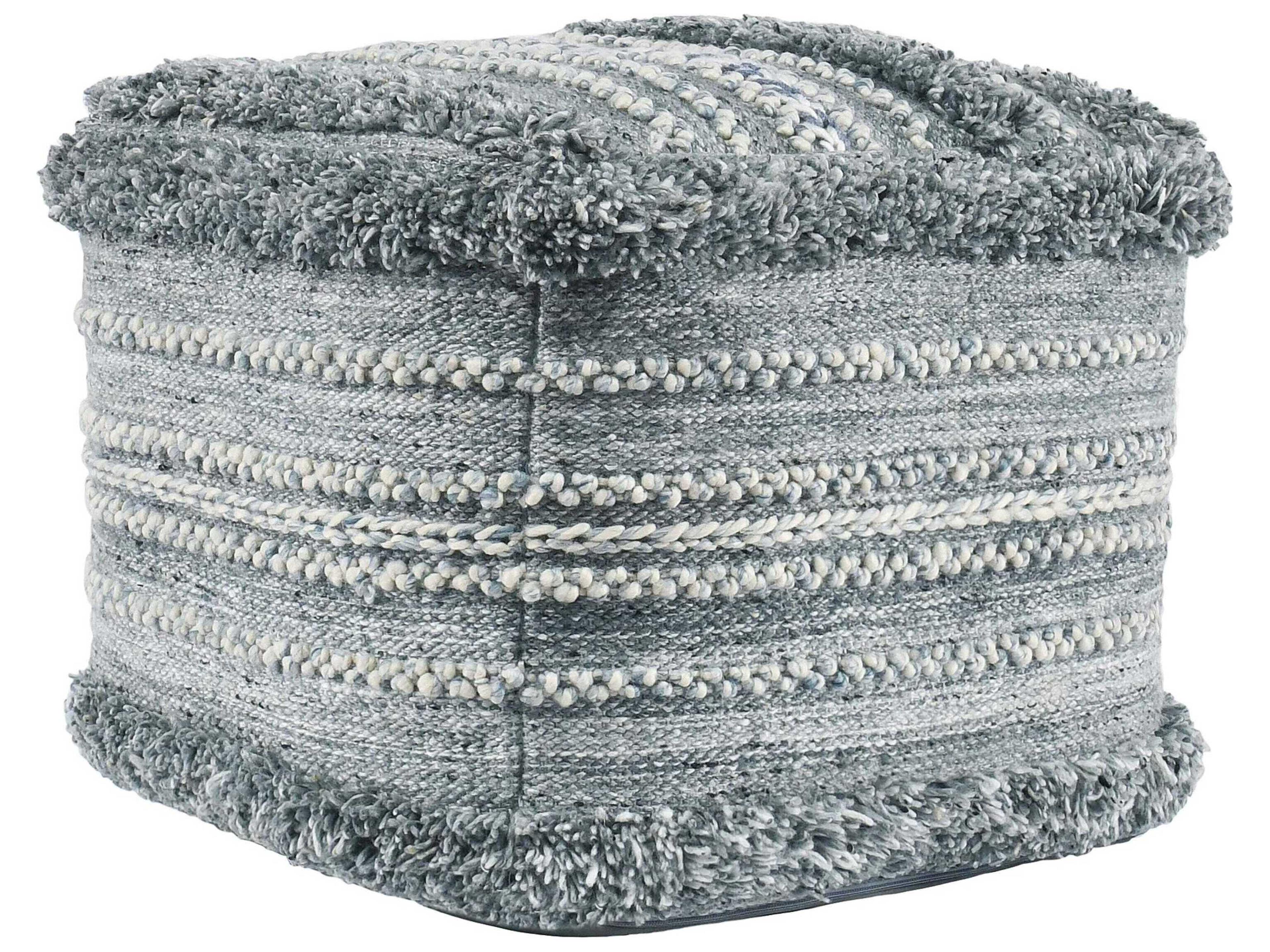 Villa by Classic Home Elko Blue Upholstered Pouf