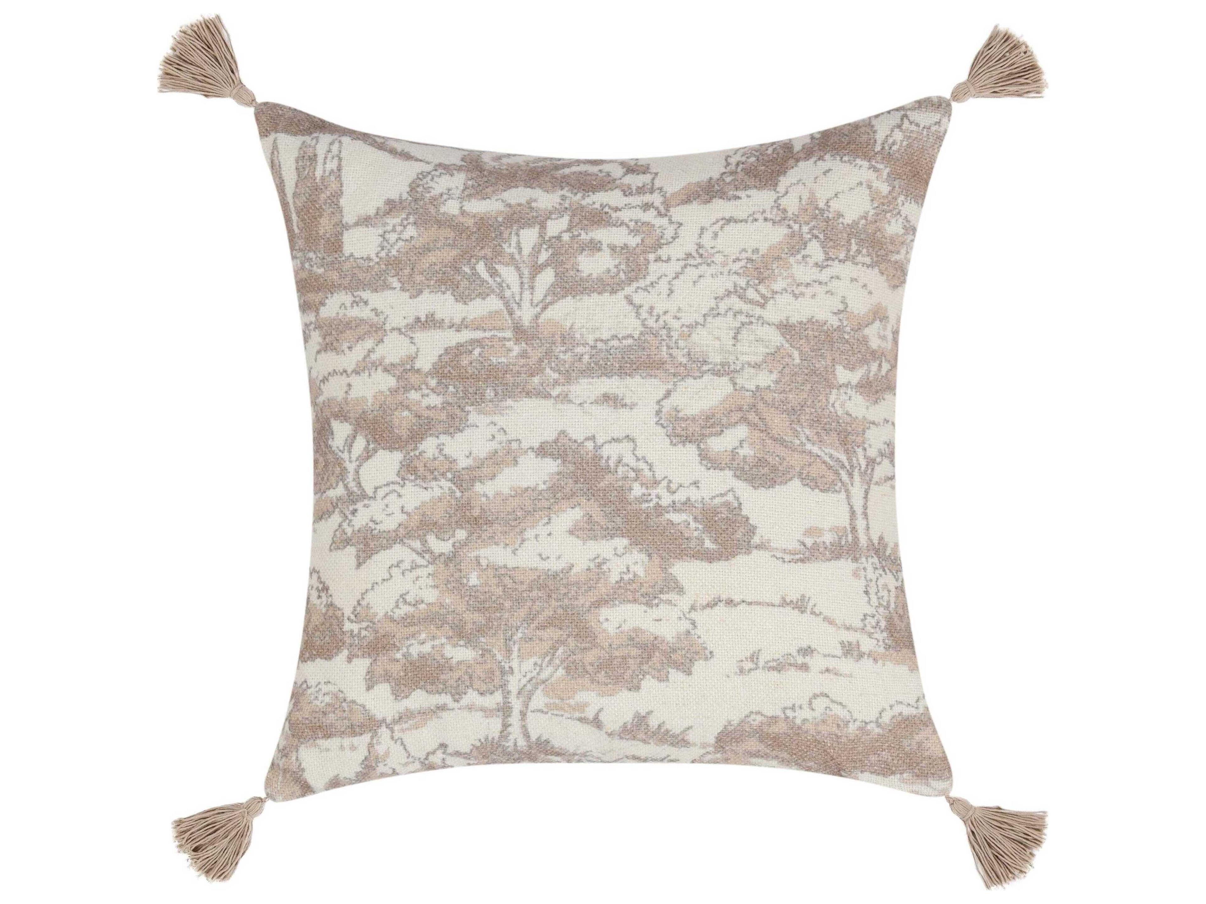 Villa by Classic Home Stonework Beige Throw Pillow