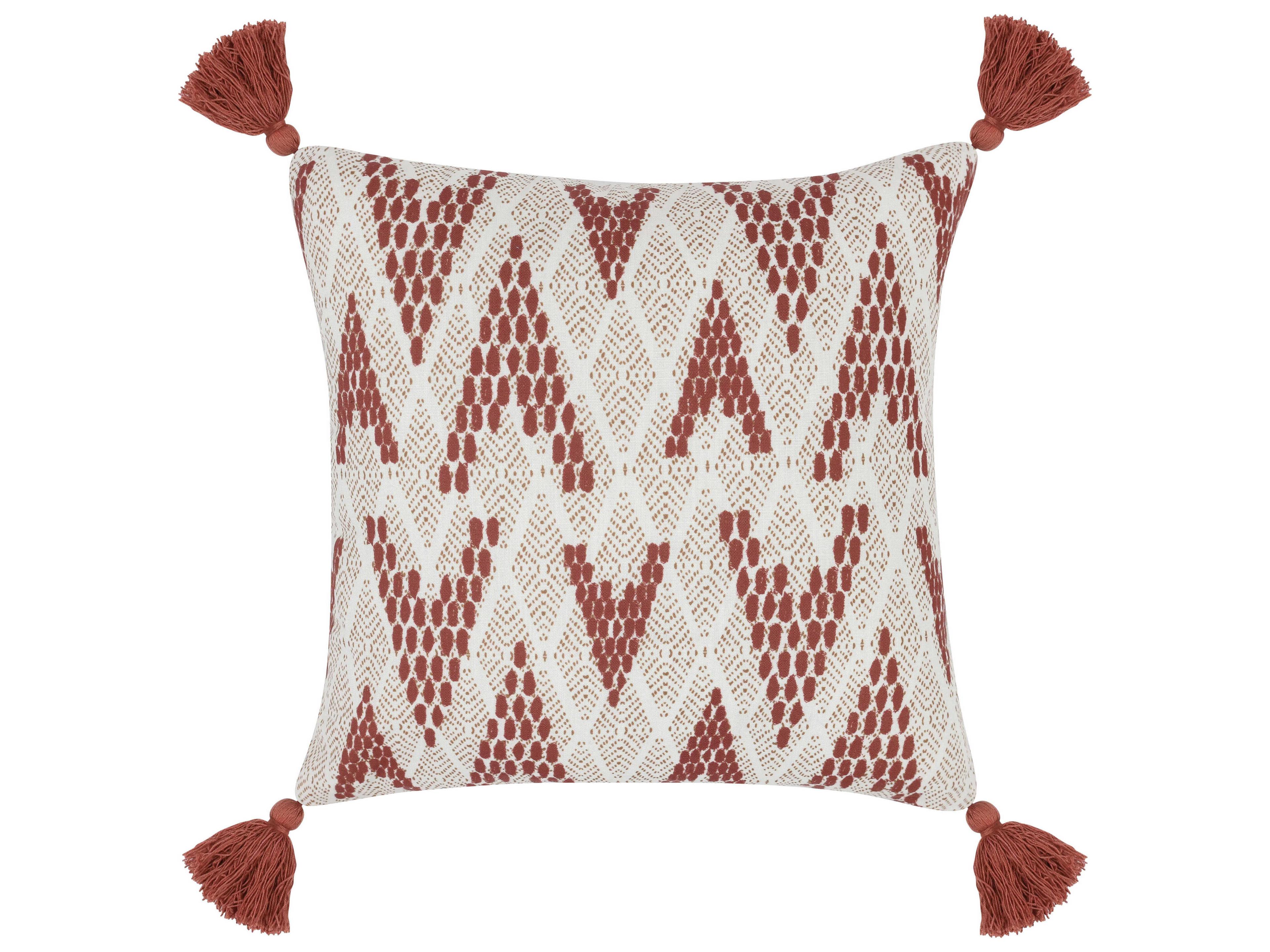 Villa by Classic Home Sanibel Red Throw Pillow