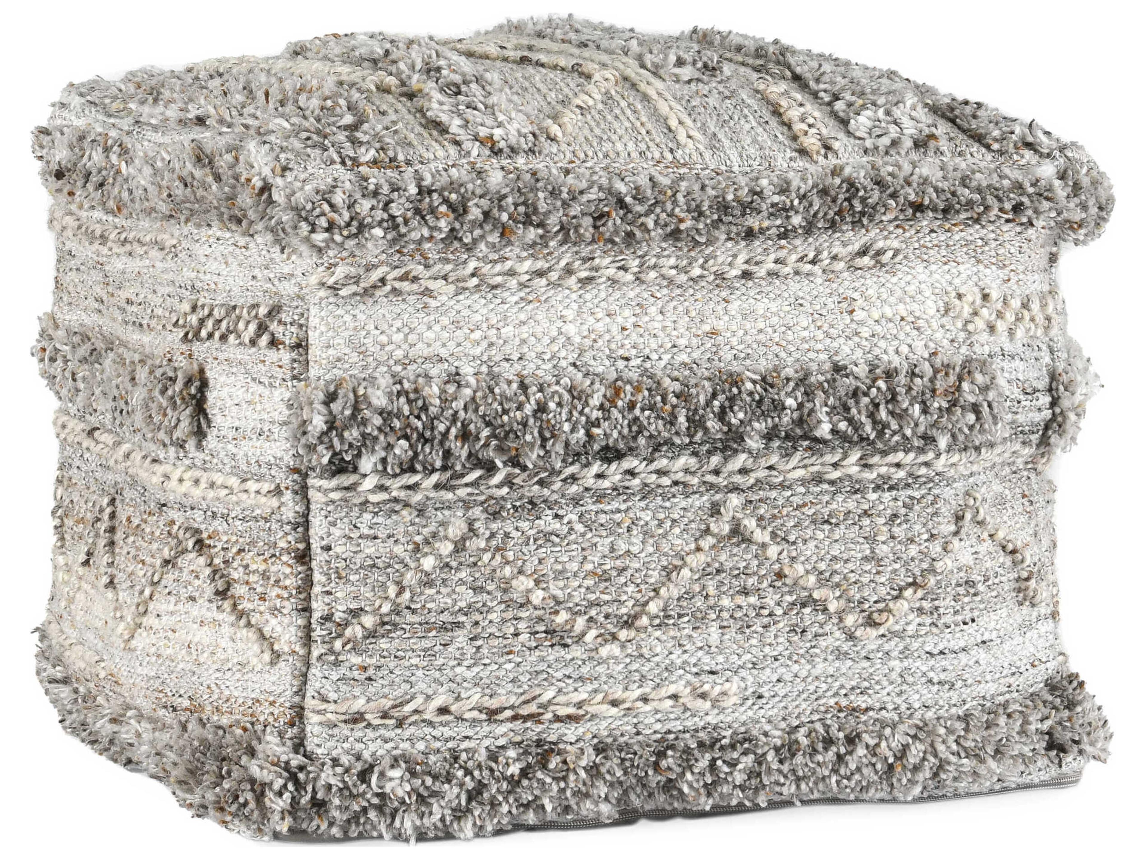 Villa by Classic Home Fallon Gray Upholstered Pouf