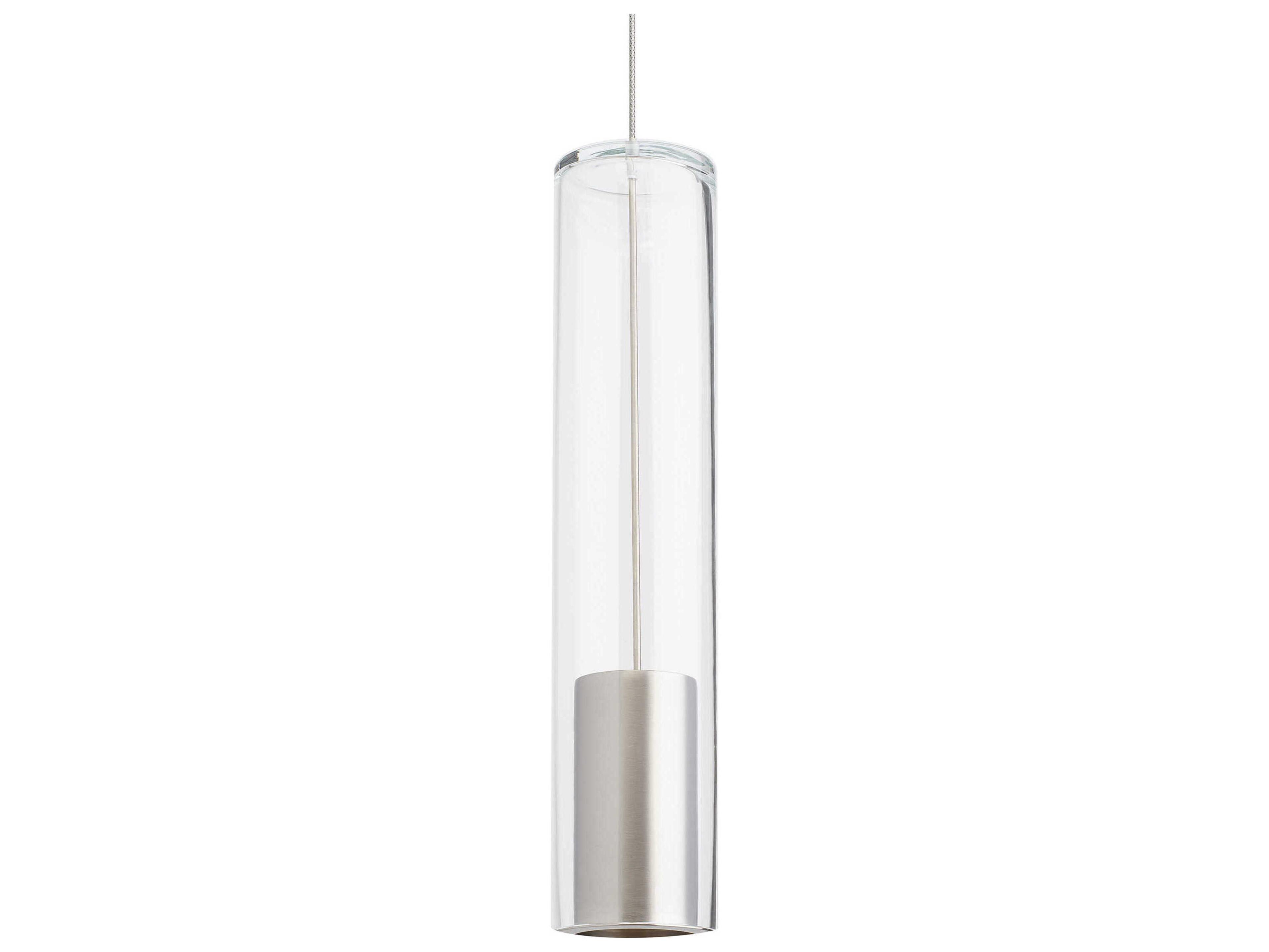 Visual Comfort Modern Captra 1-Light Satin Nickel Cylinder Mini Pendant