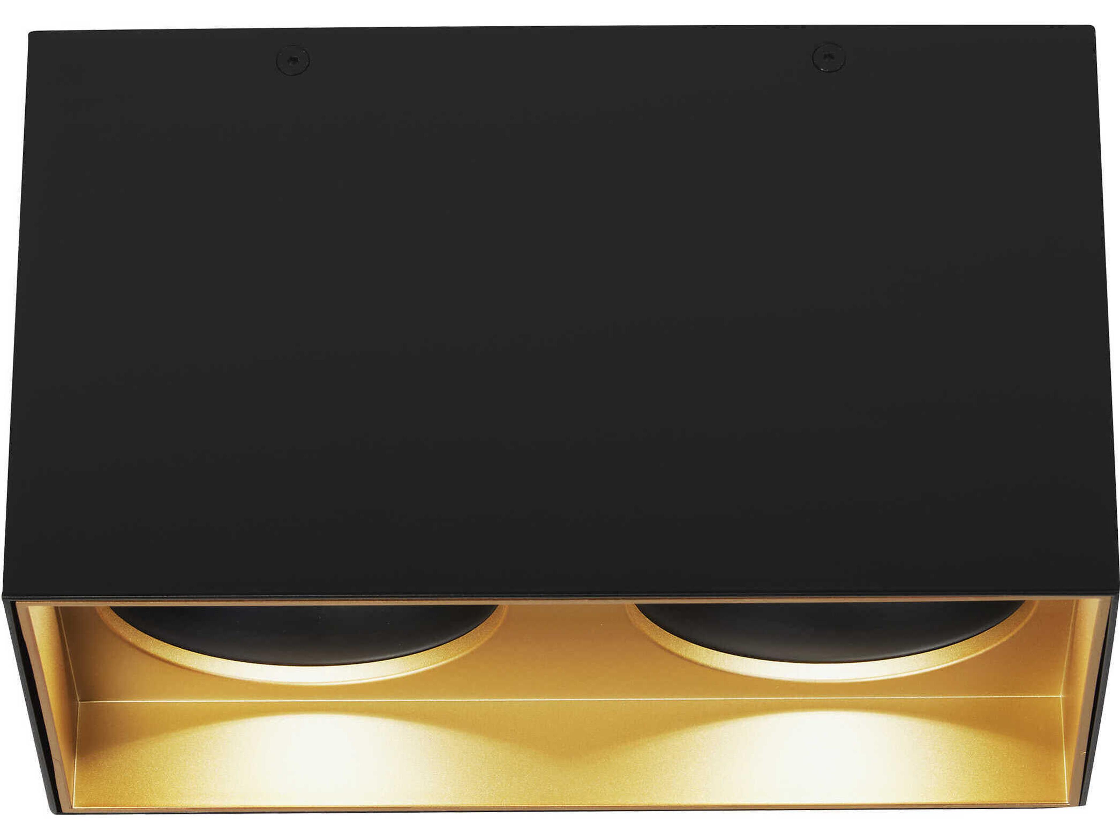 Visual Comfort Modern Exo 2-Light Matte Black Gold Haze Flush Mount