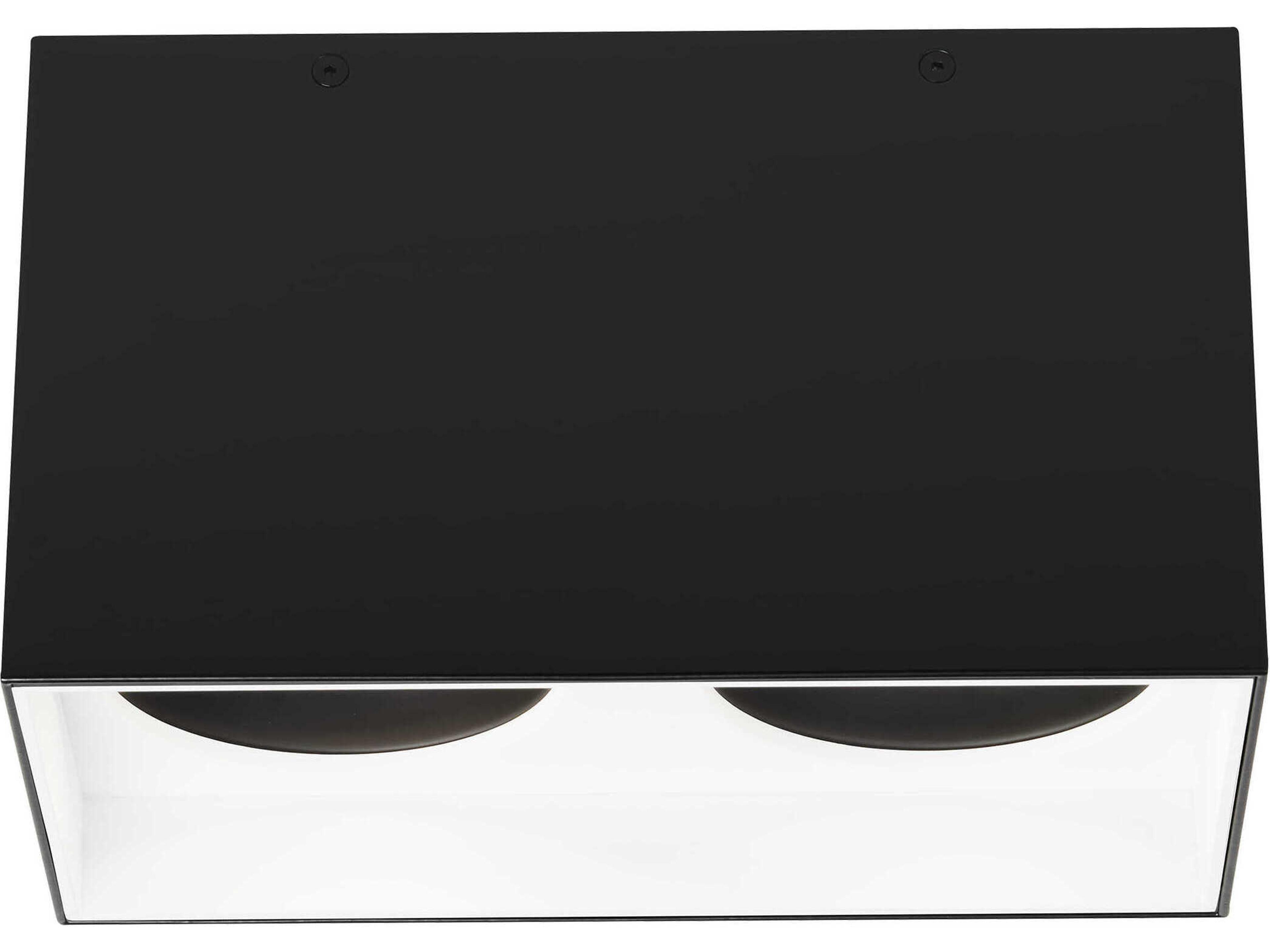 Visual Comfort Modern Exo 2-Light Matte Black White Flush Mount