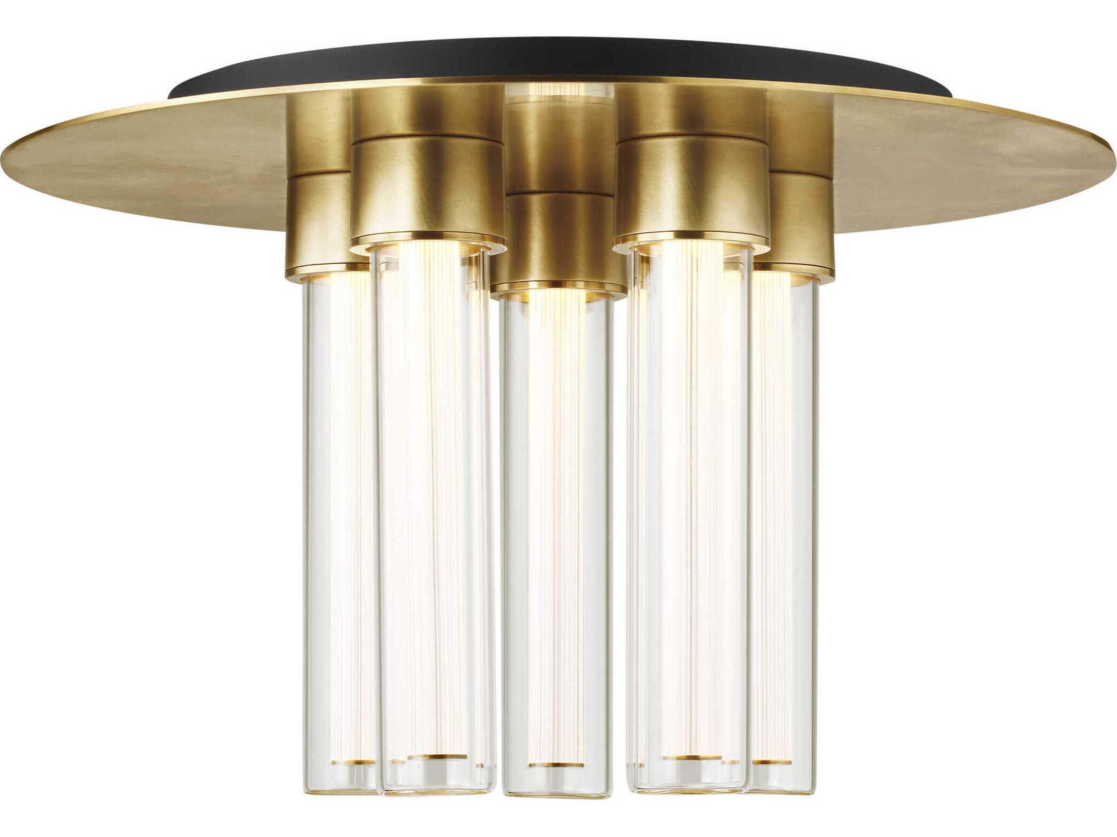 Visual Comfort Modern Kola 5-Light Natural Brass Cylinder Flush Mount