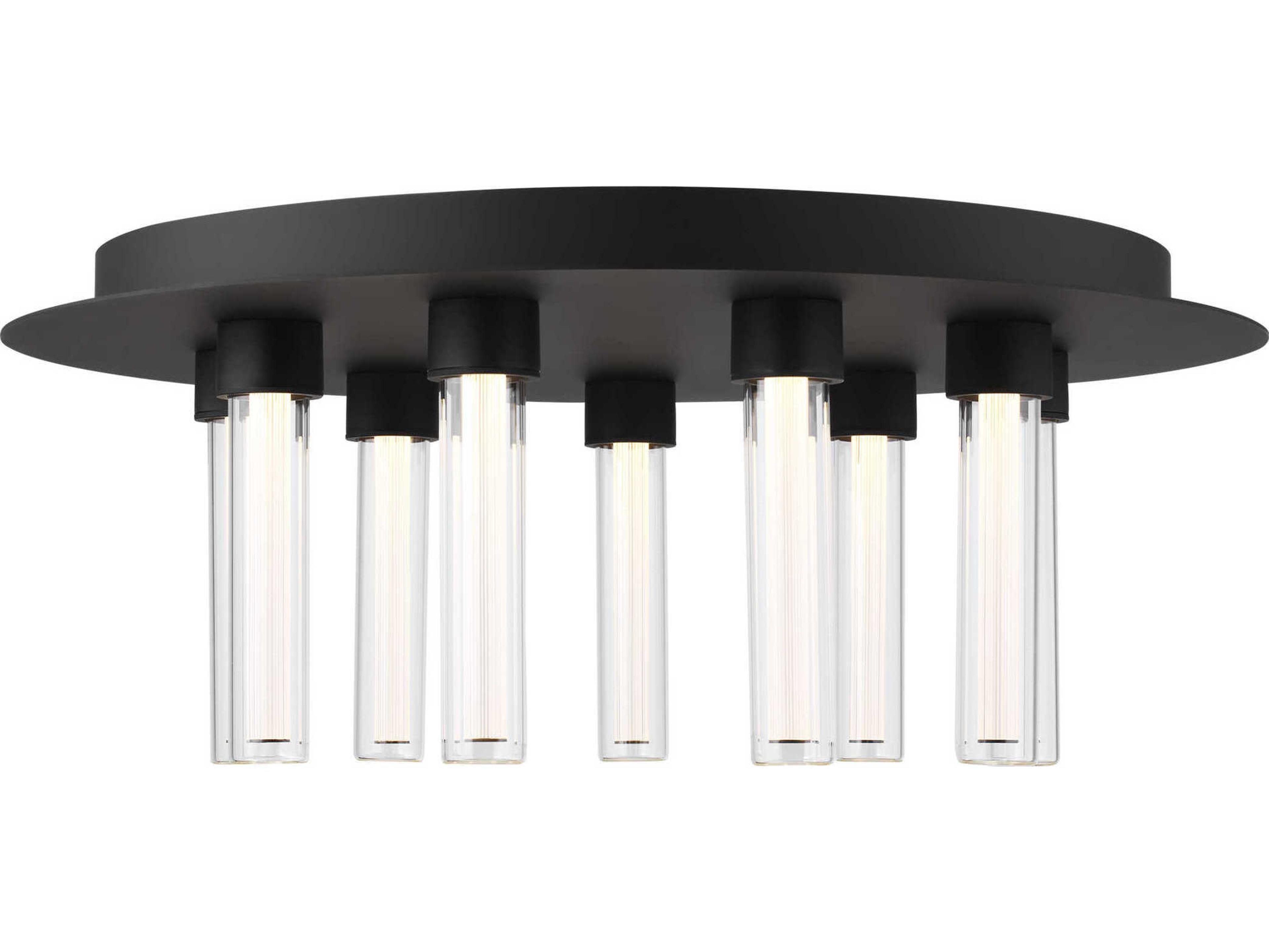 Visual Comfort Modern Kola 9-Light Nightshade Black Cylinder Flush Mount