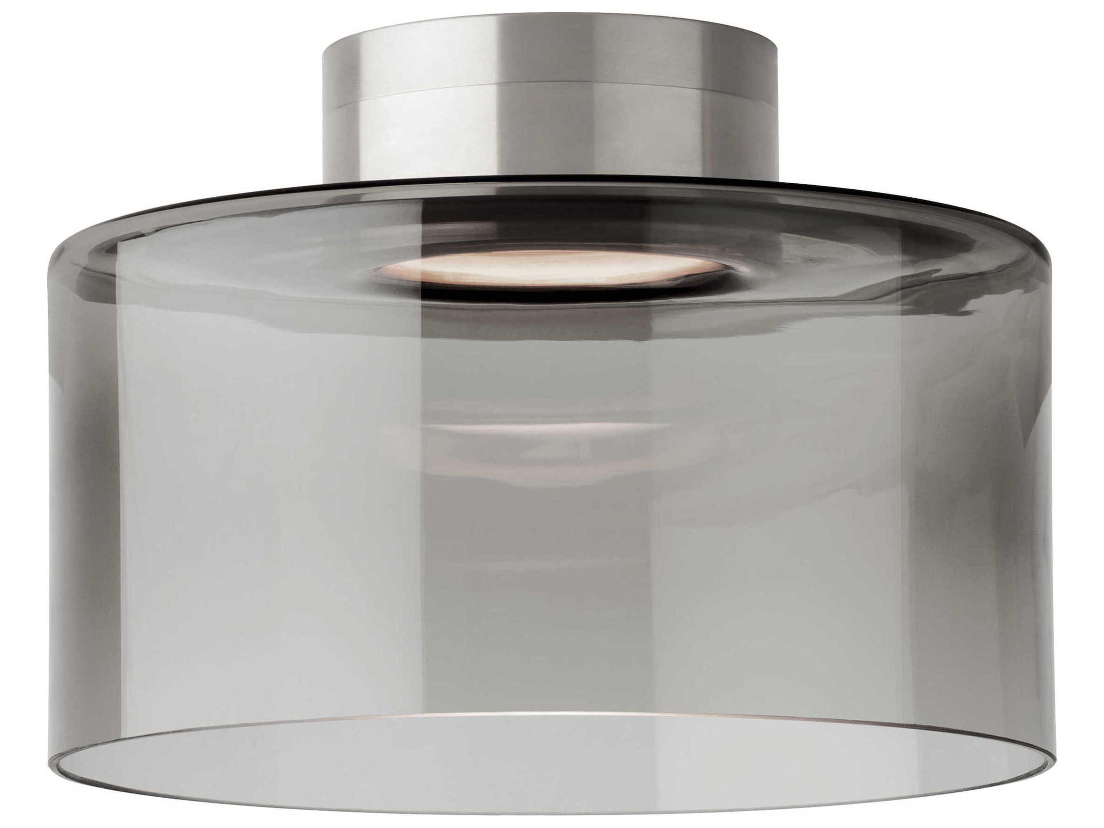 Visual Comfort Modern Manette 1-Light Satin Nickel Gray Flush Mount