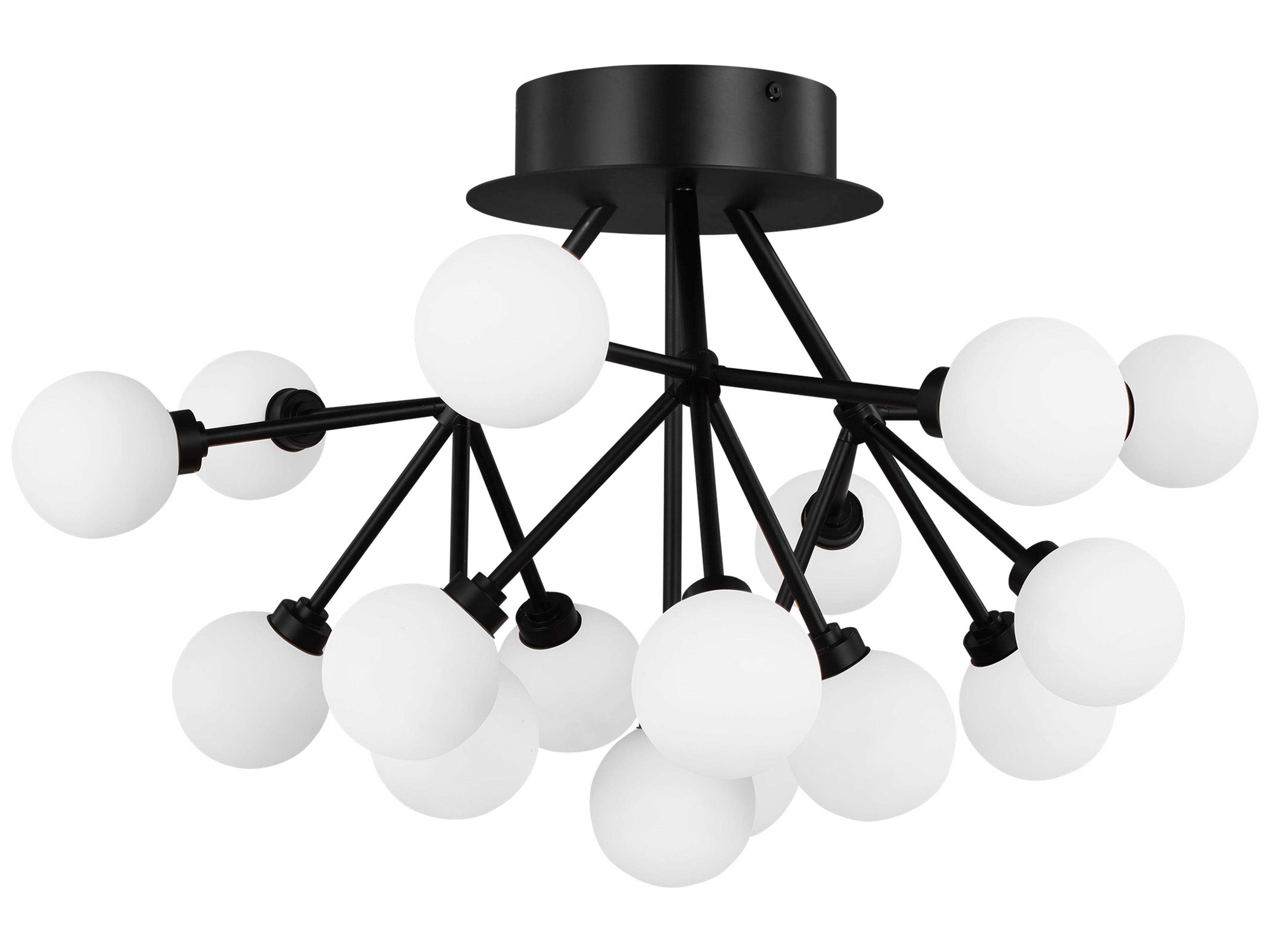 Visual Comfort Modern Mara 16-Light Matte Black Semi Flush Mount