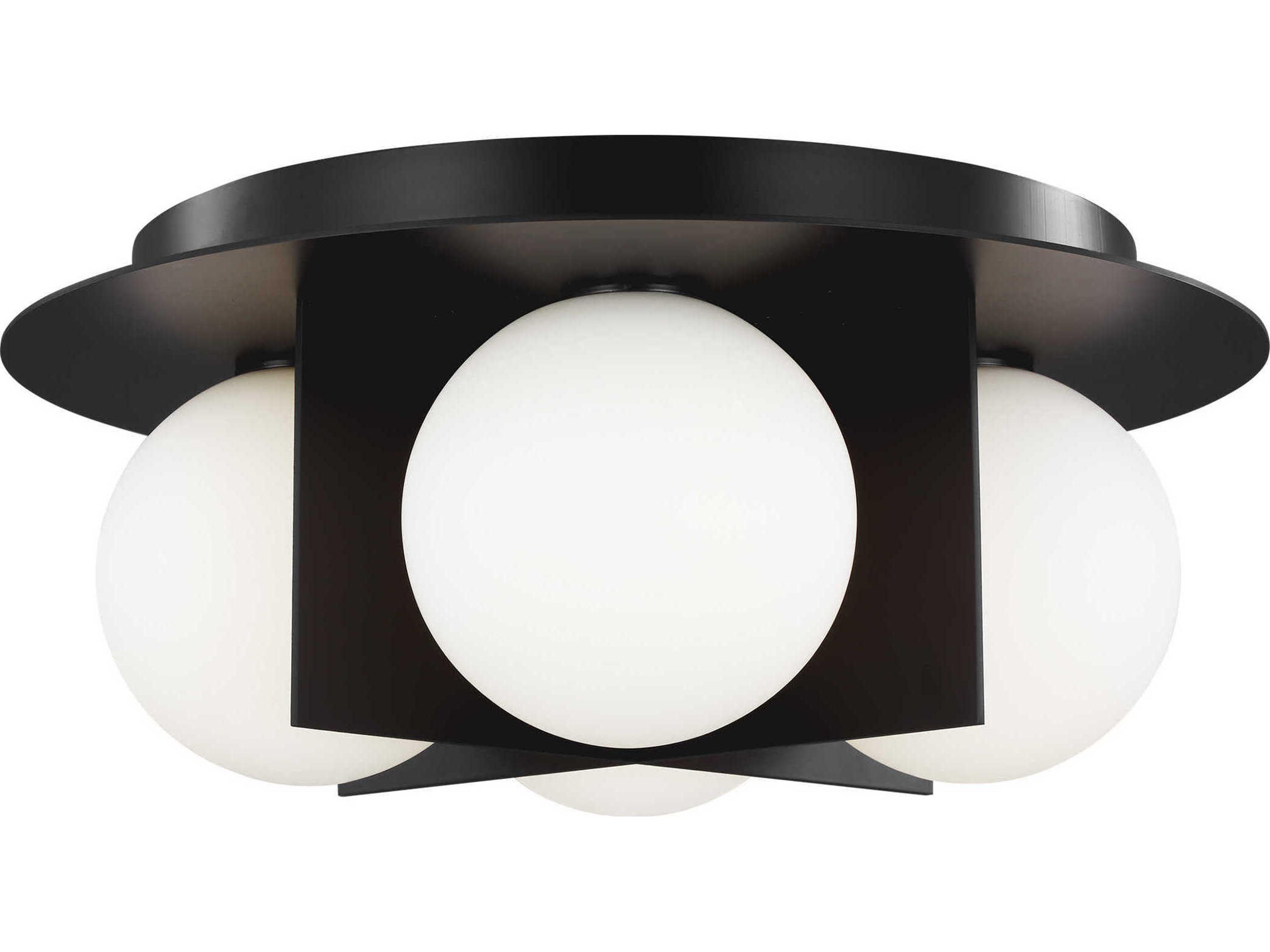 Visual Comfort Modern Orbel 4-Light Matte Black Globe Flush Mount