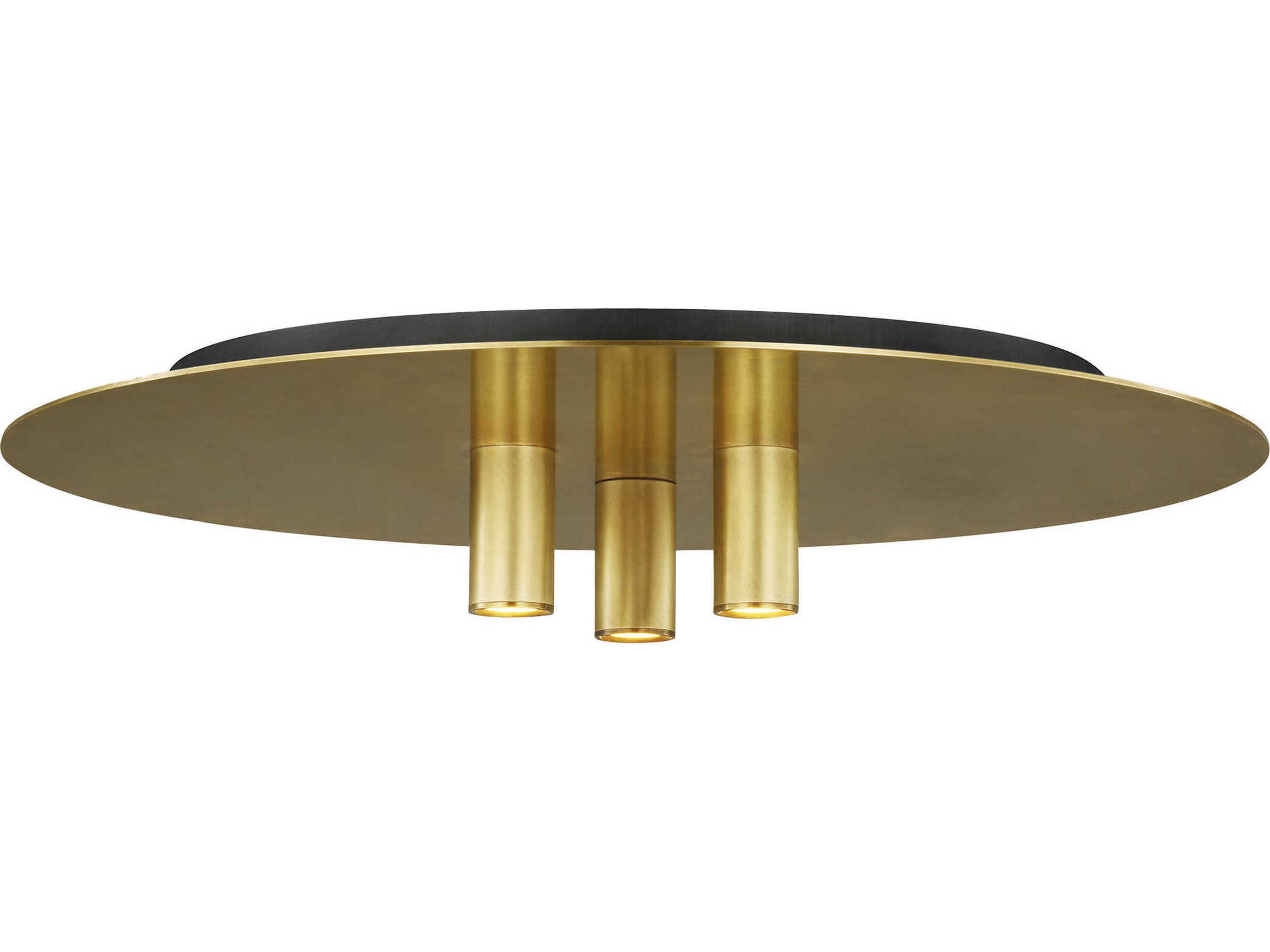 Visual Comfort Modern Ponte 1-Light Natural Brass Round Flush Mount