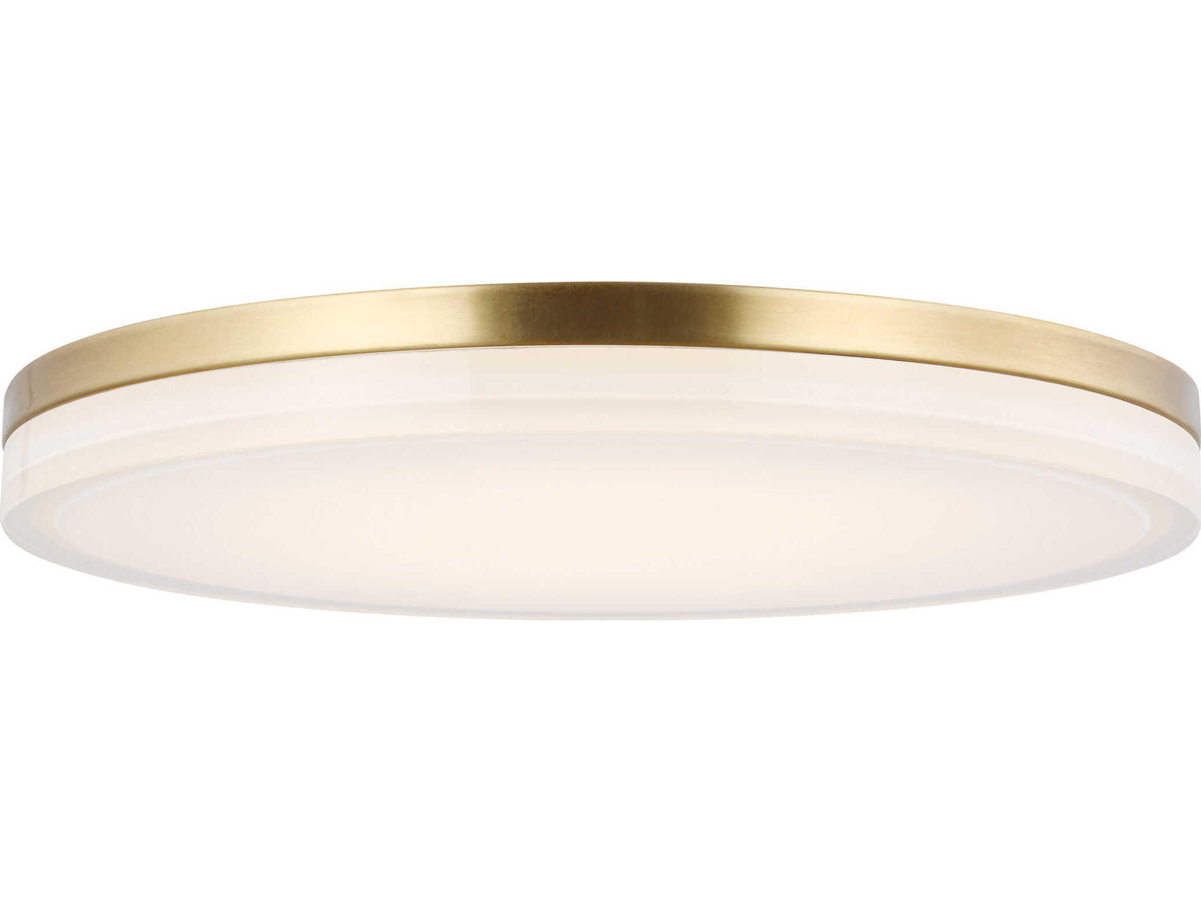 Visual Comfort Modern Wyatt 1-Light Natural Brass Round Flush Mount