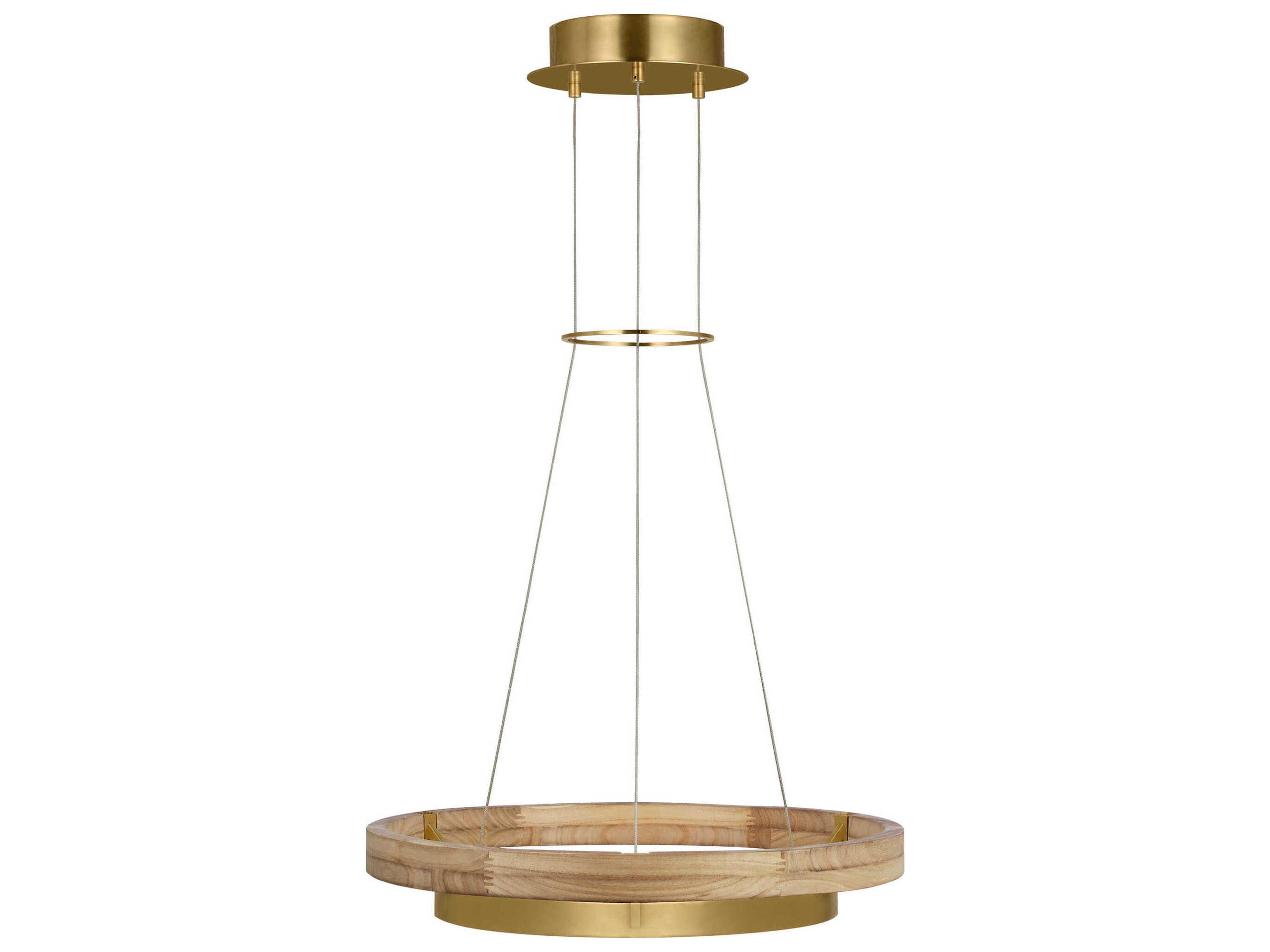 Visual Comfort Modern Grace 1-Light Hand Rubbed Antique Brass Natural Oak Pendant