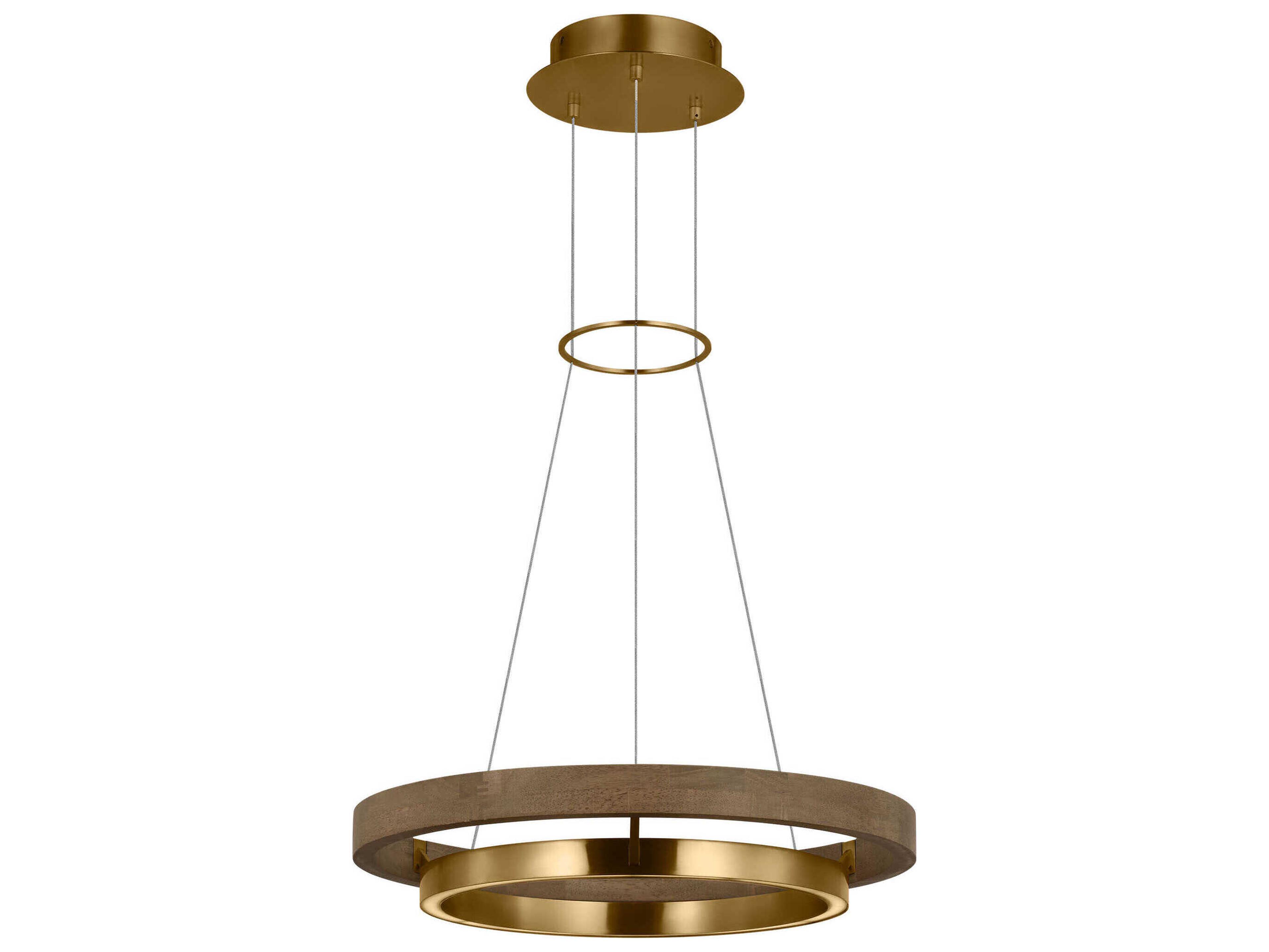 Visual Comfort Modern Grace 1-Light Natural Brass Weathered Oak Round Pendant
