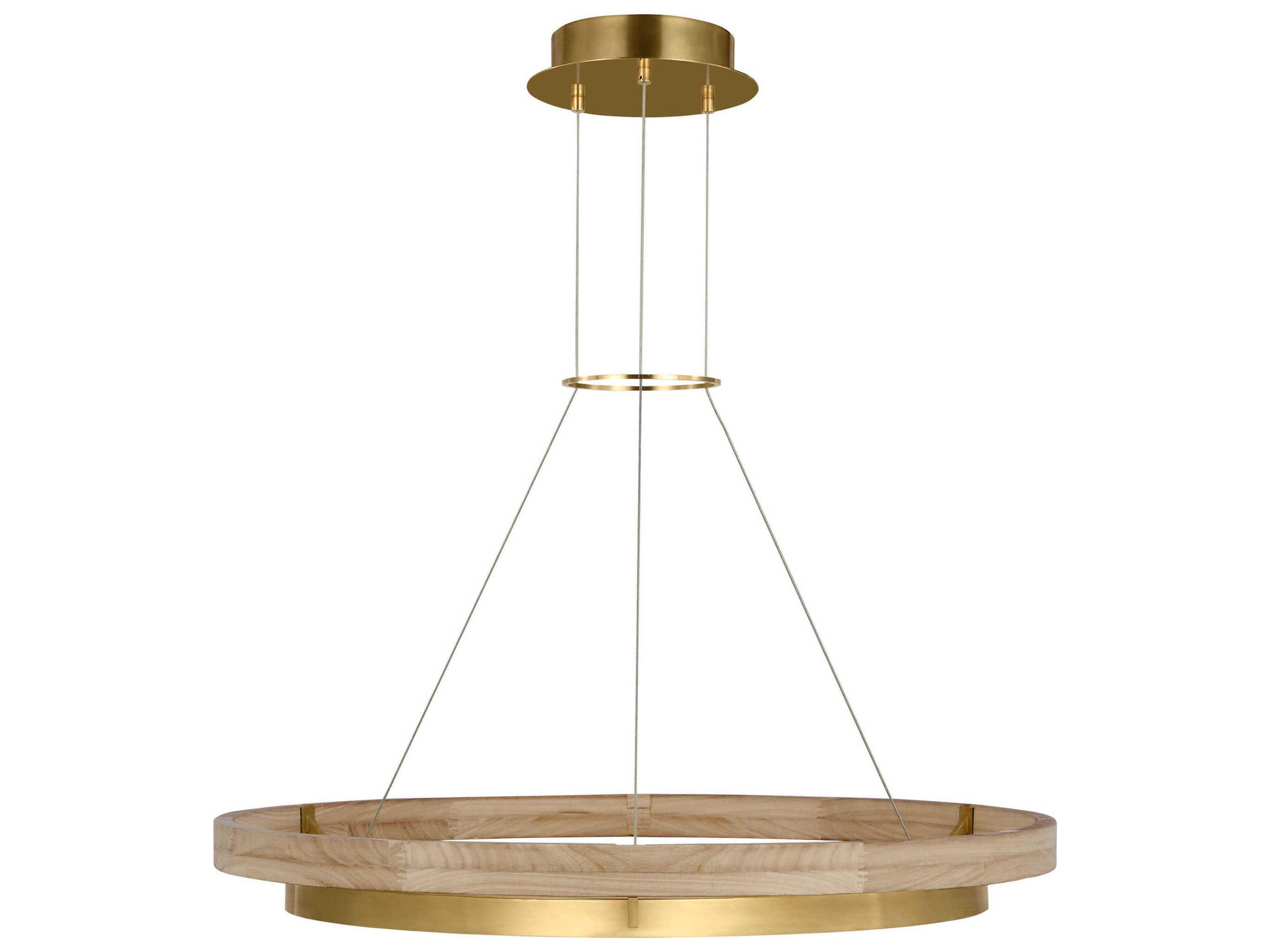 Visual Comfort Modern Grace 1-Light Hand Rubbed Antique Brass Natural Oak Pendant