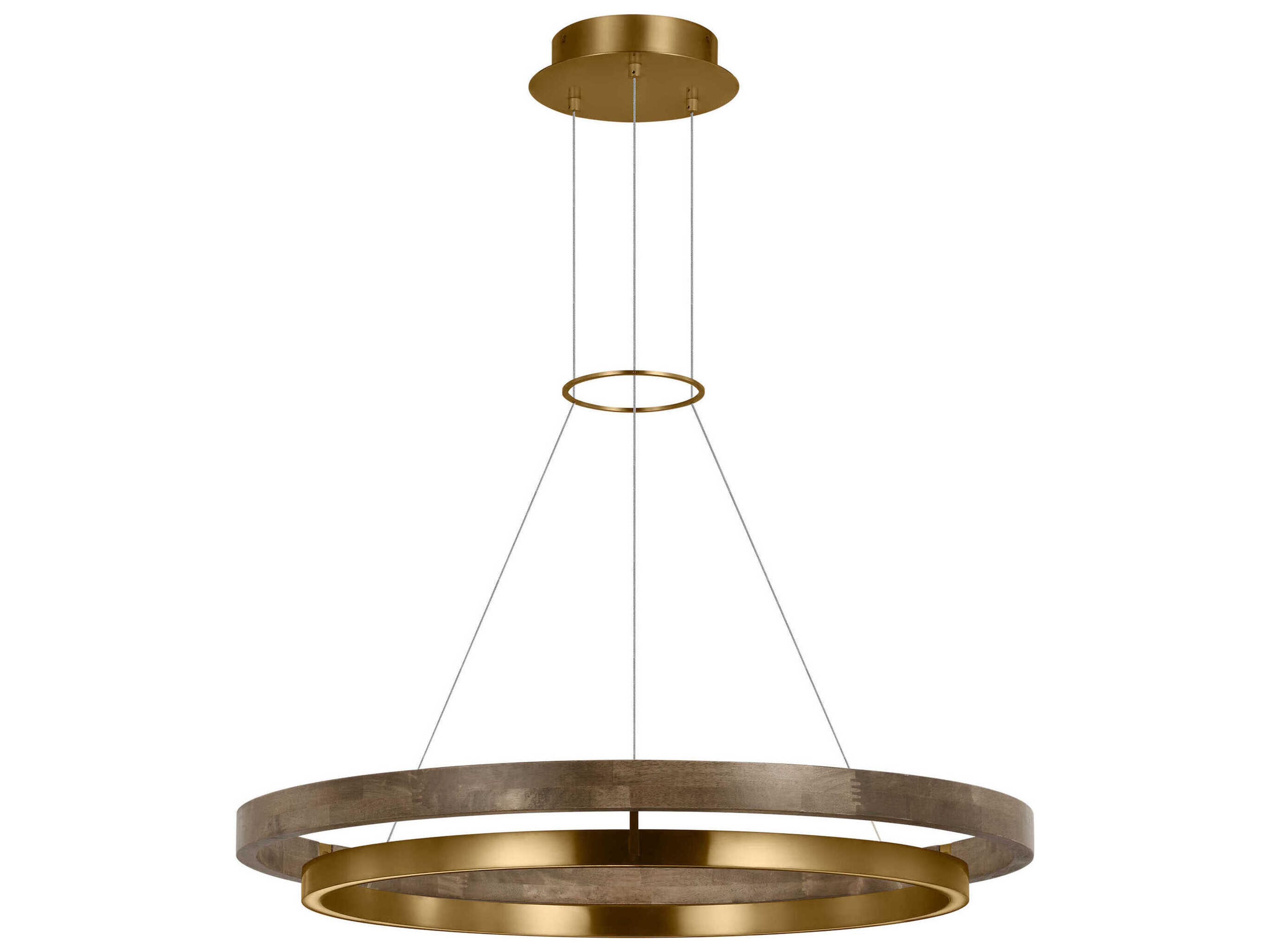 Visual Comfort Modern Grace 1-Light Natural Brass Weathered Oak Round Pendant